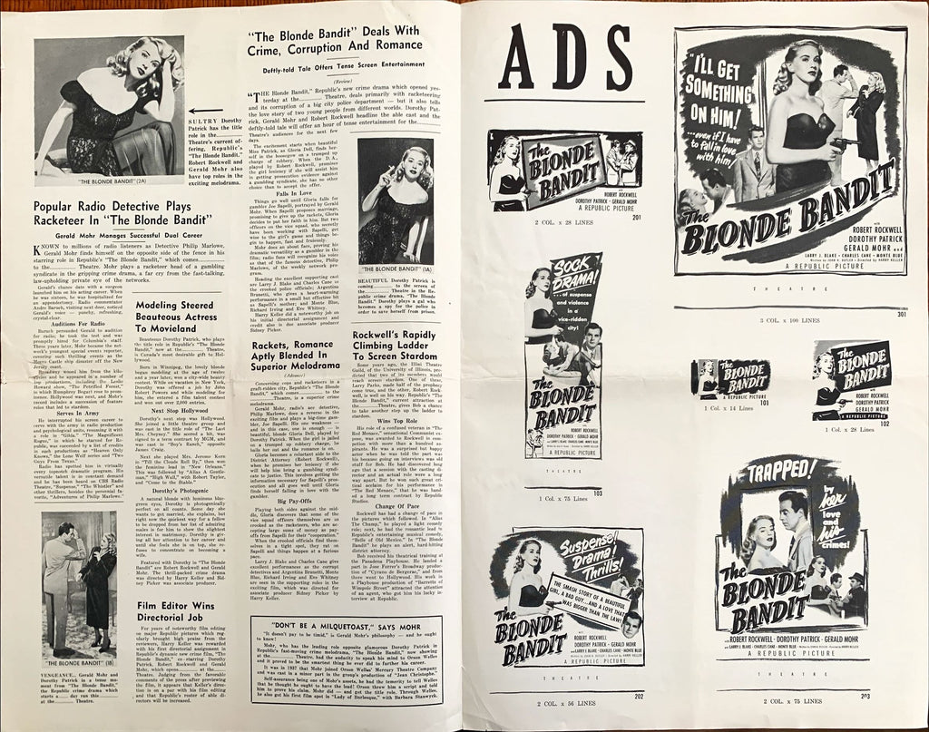 Blonde Bandit (1949) Pressbook