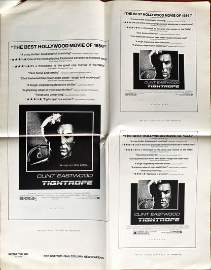 Tightrope, pressbook 1984 Clint Eastwood