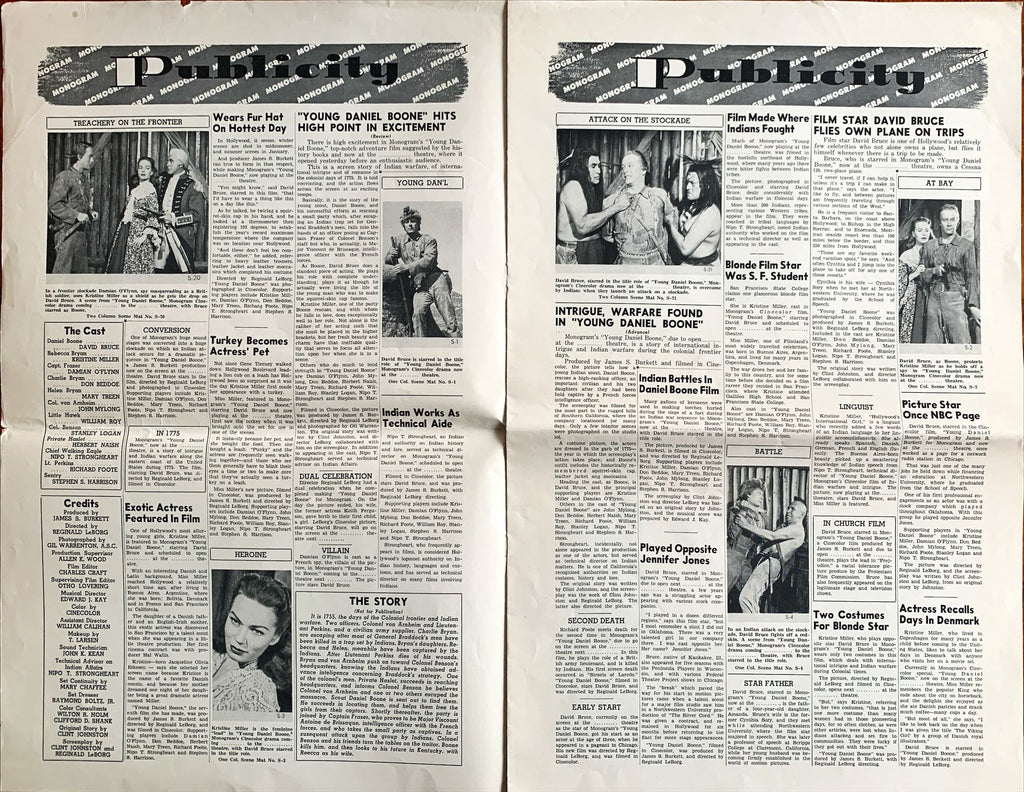 #622 YOUNG DANIEL BOONE Pressbook