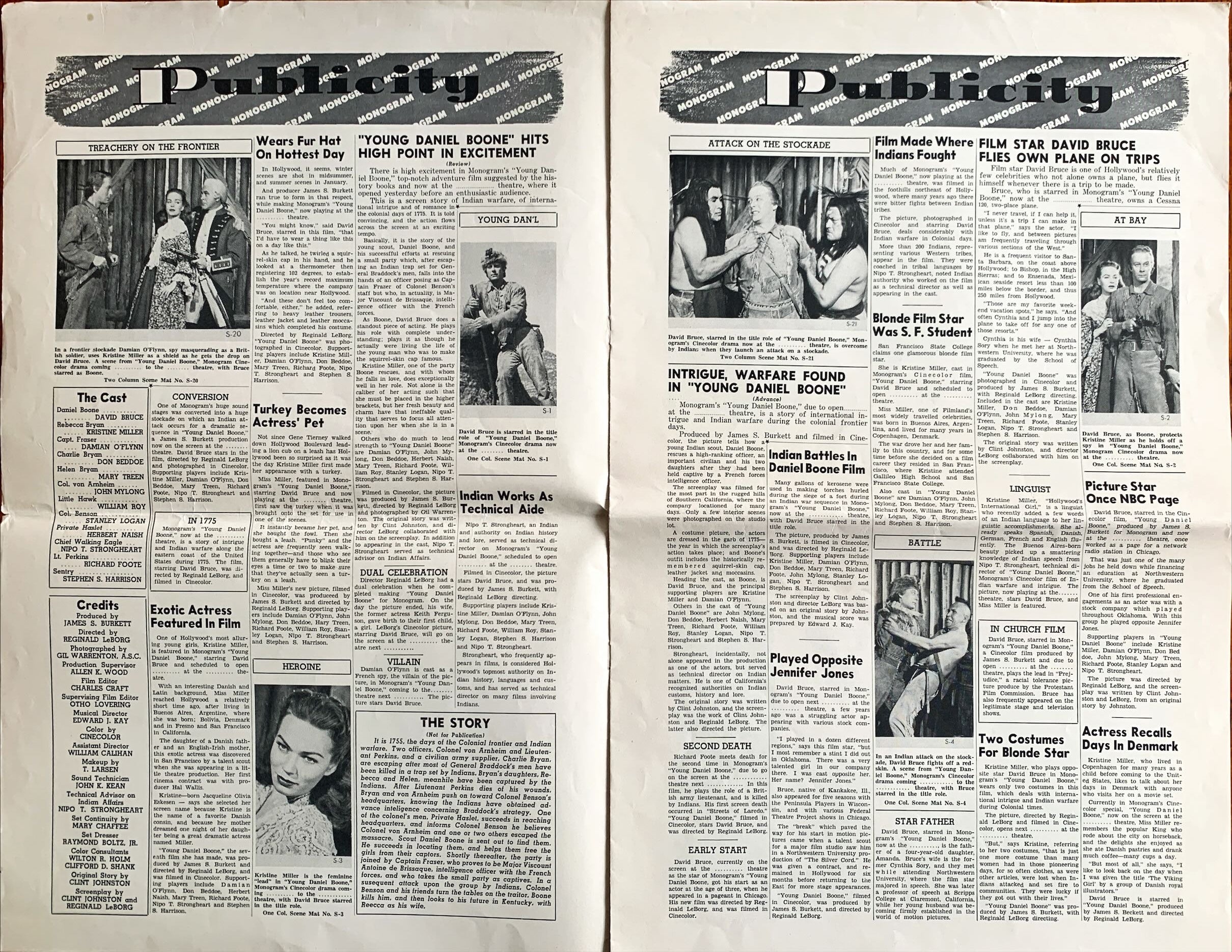 #622 YOUNG DANIEL BOONE Pressbook