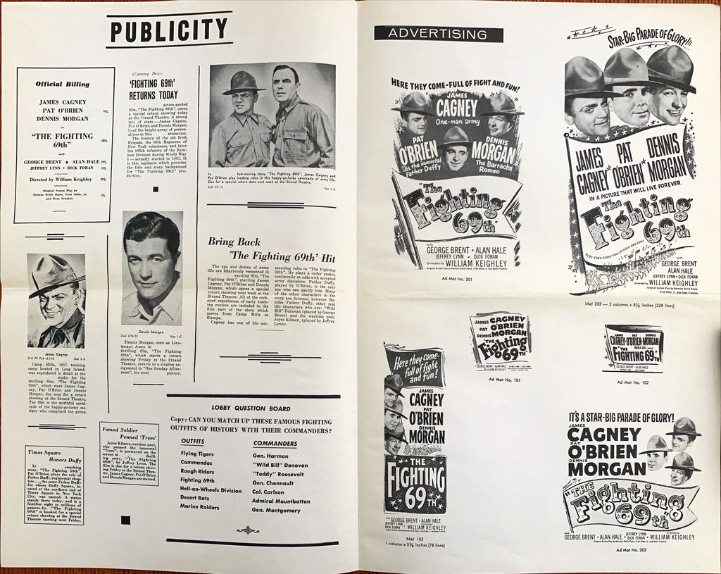 The Fighting Sixty-Ninth (69th),  Pressbook R1948 - James Cagney, Pat O'Brien