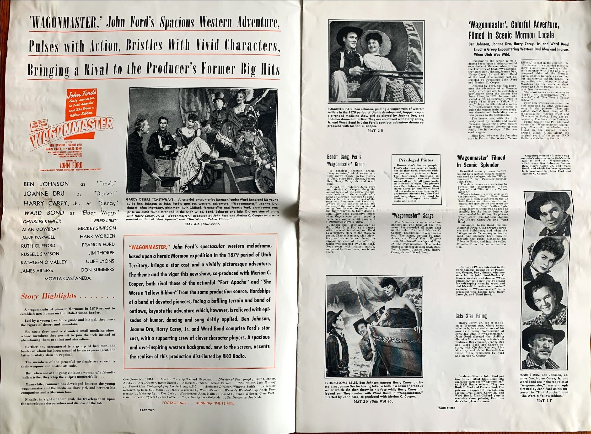 Wagon Master (1950) Pressbook - John Ford