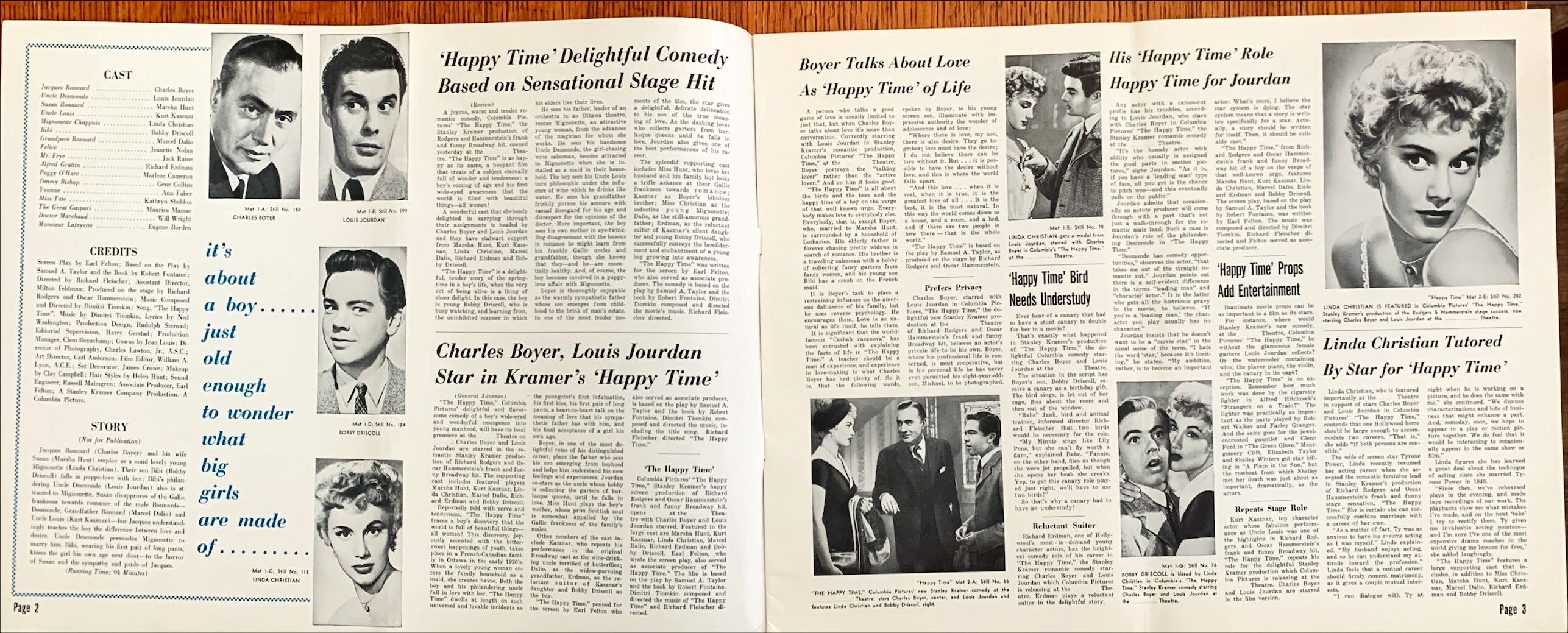 The Happy Time,  pressbook '52 Charles Boyer, Louis Jourdan