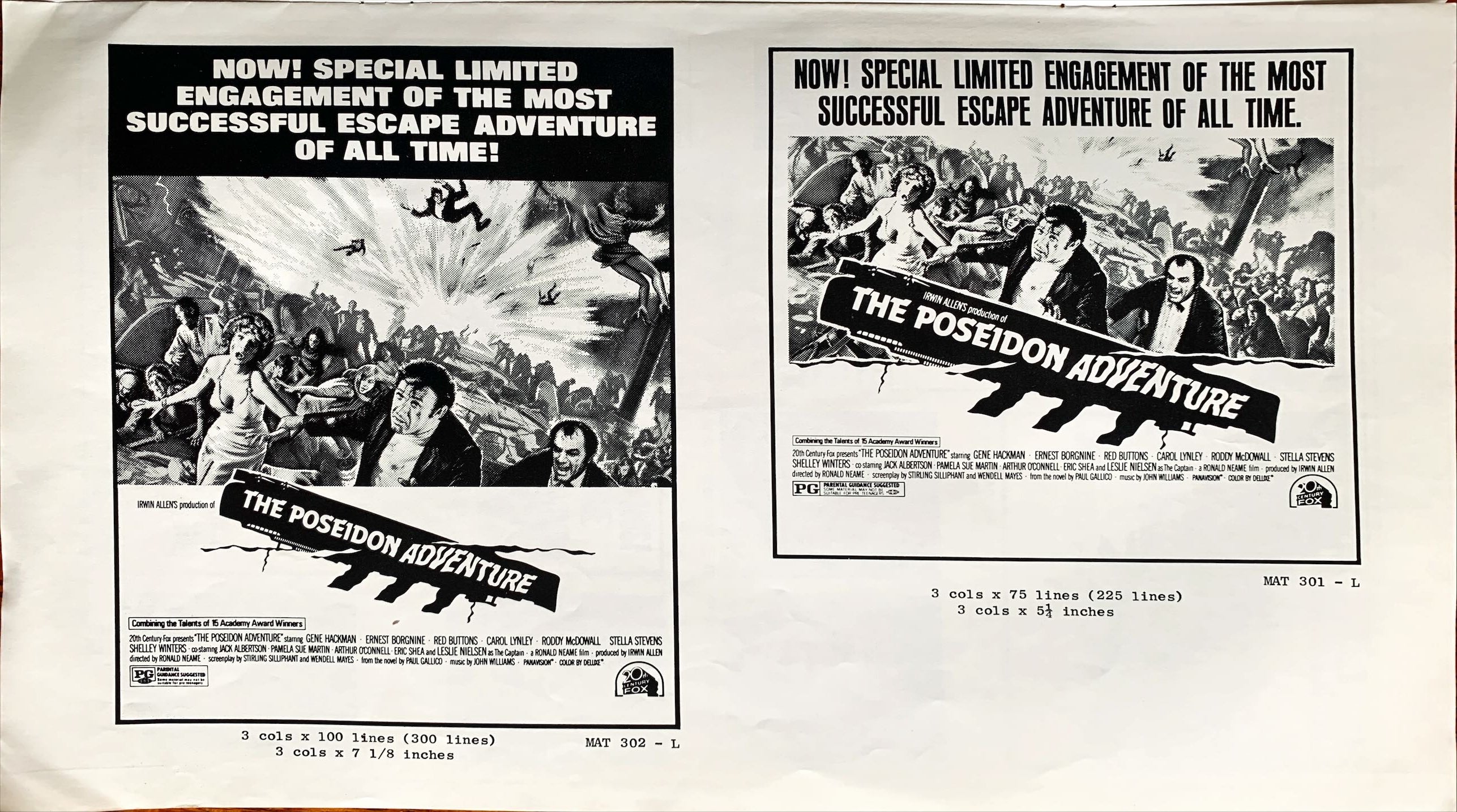 #617 POSEIDON ADVENTURE pressbook '72 Gene Hackman