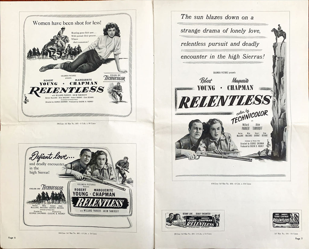 Relentless, Original Vintage pressbook 1948 Robert Young