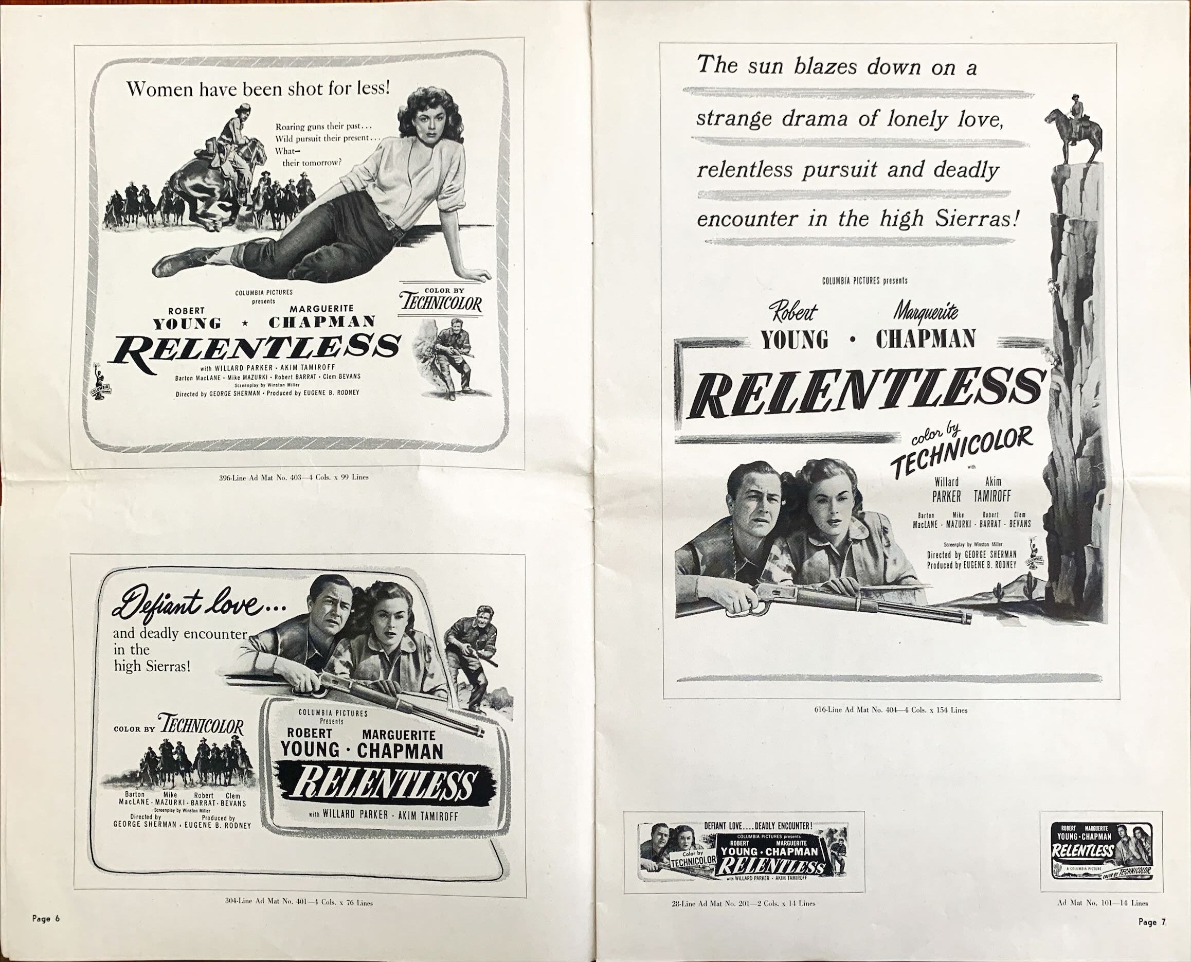 Relentless, Original Vintage pressbook 1948 Robert Young