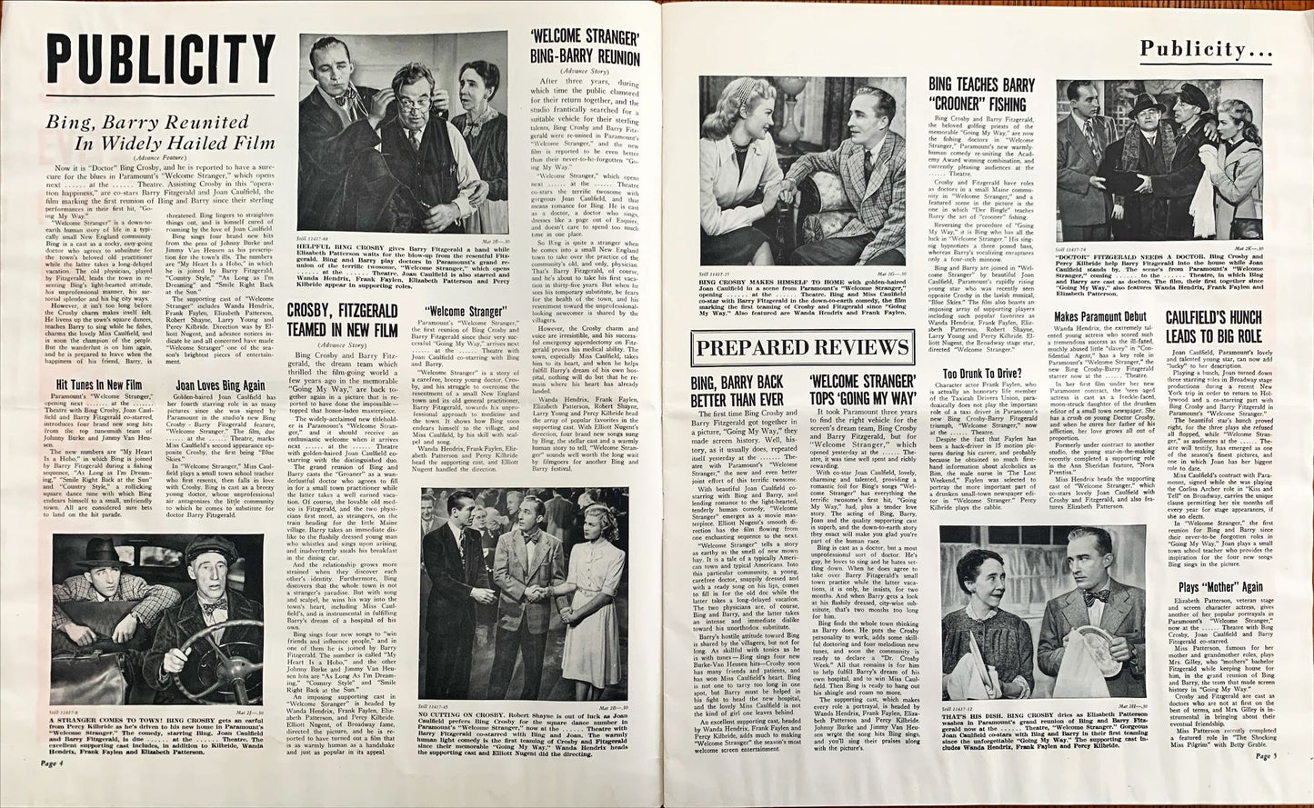 #603 WELCOME STRANGER pressbook '47 Bing Crosby