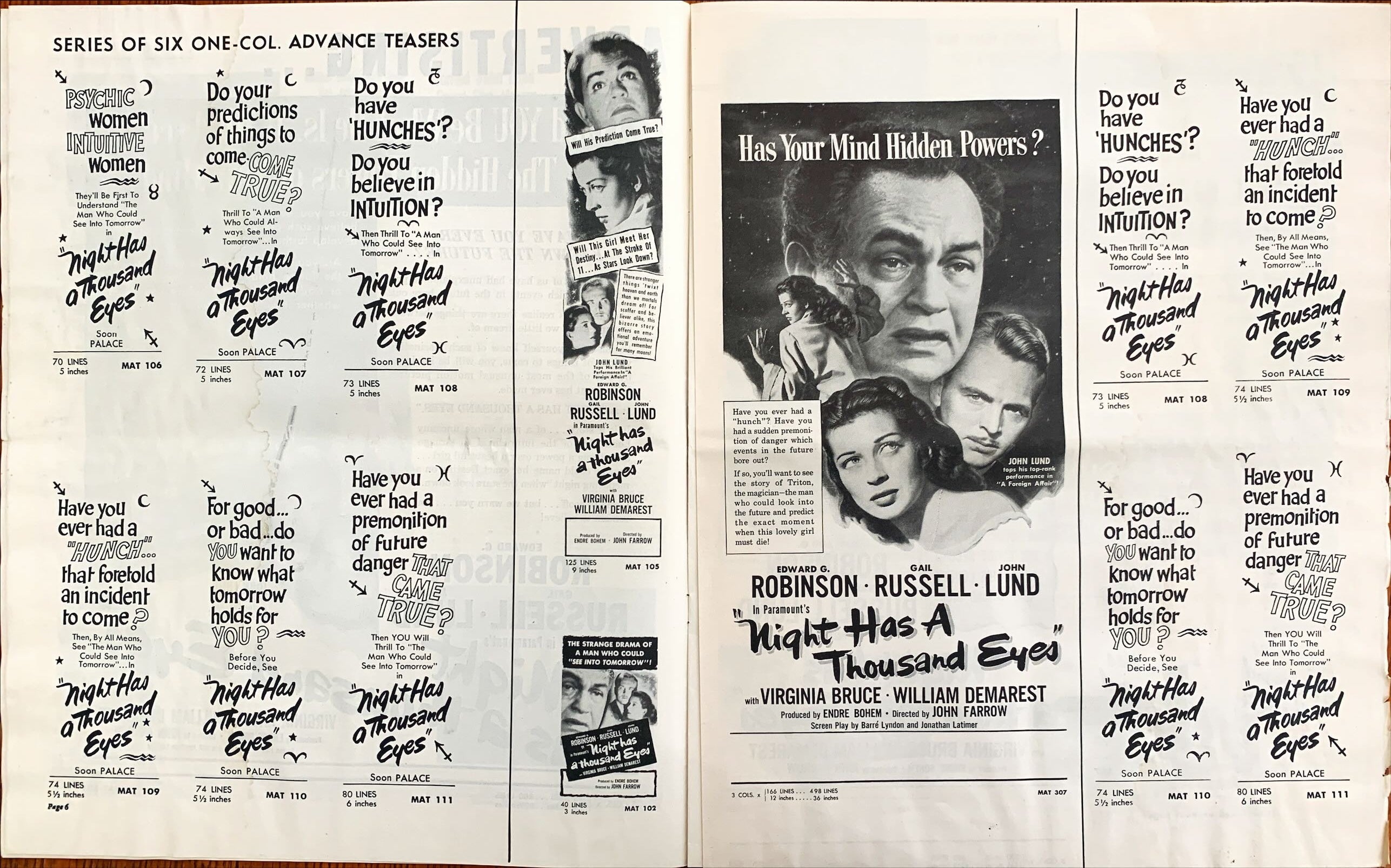 Night Has a Thousand Eyes (1948) Pressbook