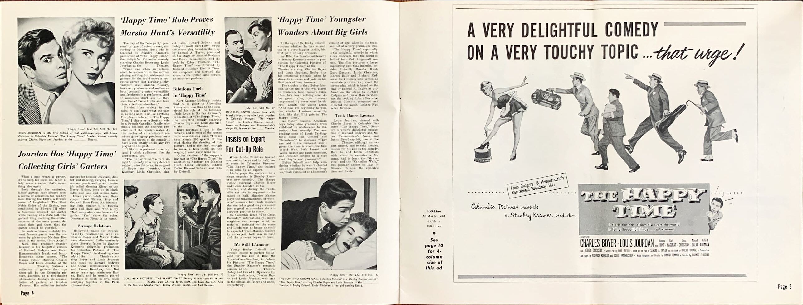 The Happy Time,  pressbook '52 Charles Boyer, Louis Jourdan