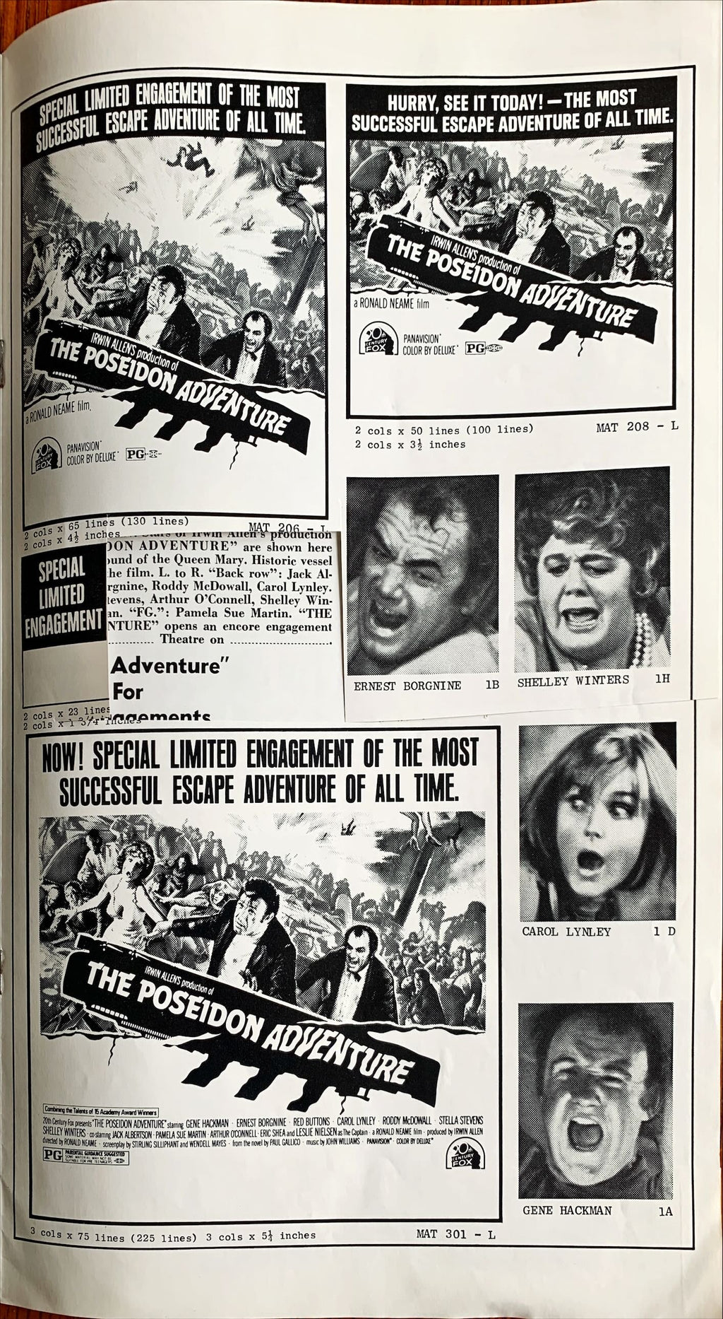 #617 POSEIDON ADVENTURE pressbook '72 Gene Hackman