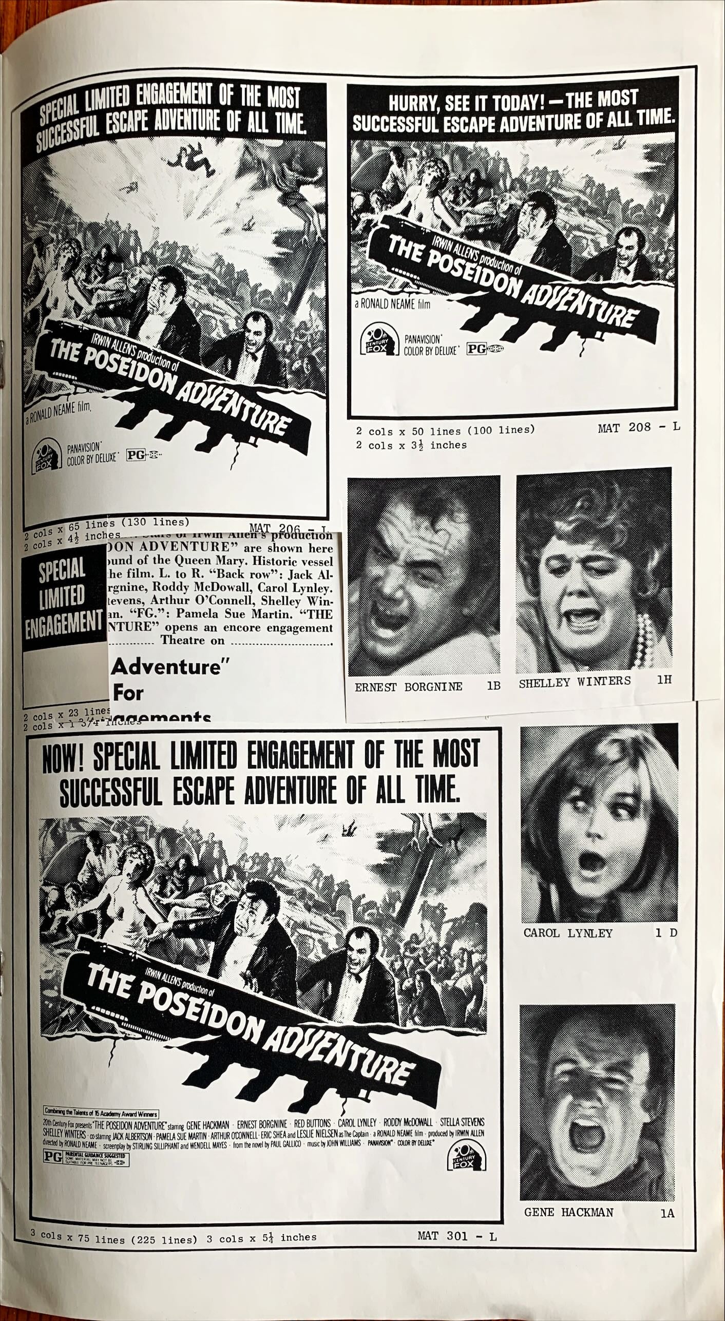 #617 POSEIDON ADVENTURE pressbook '72 Gene Hackman