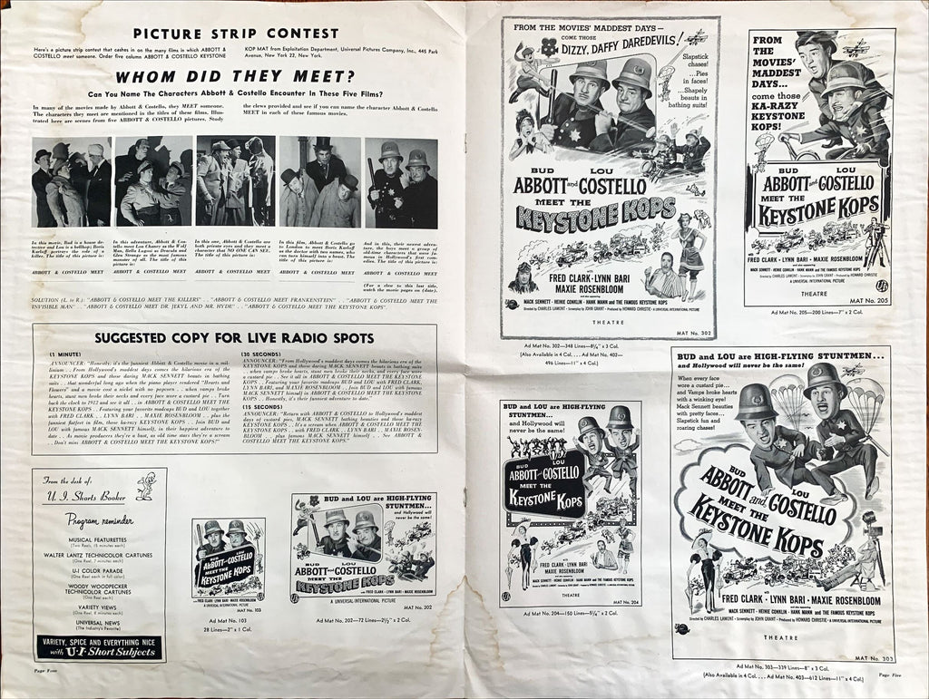 Abbott and Costello Meet the Keystone Kops, pressbook 1955