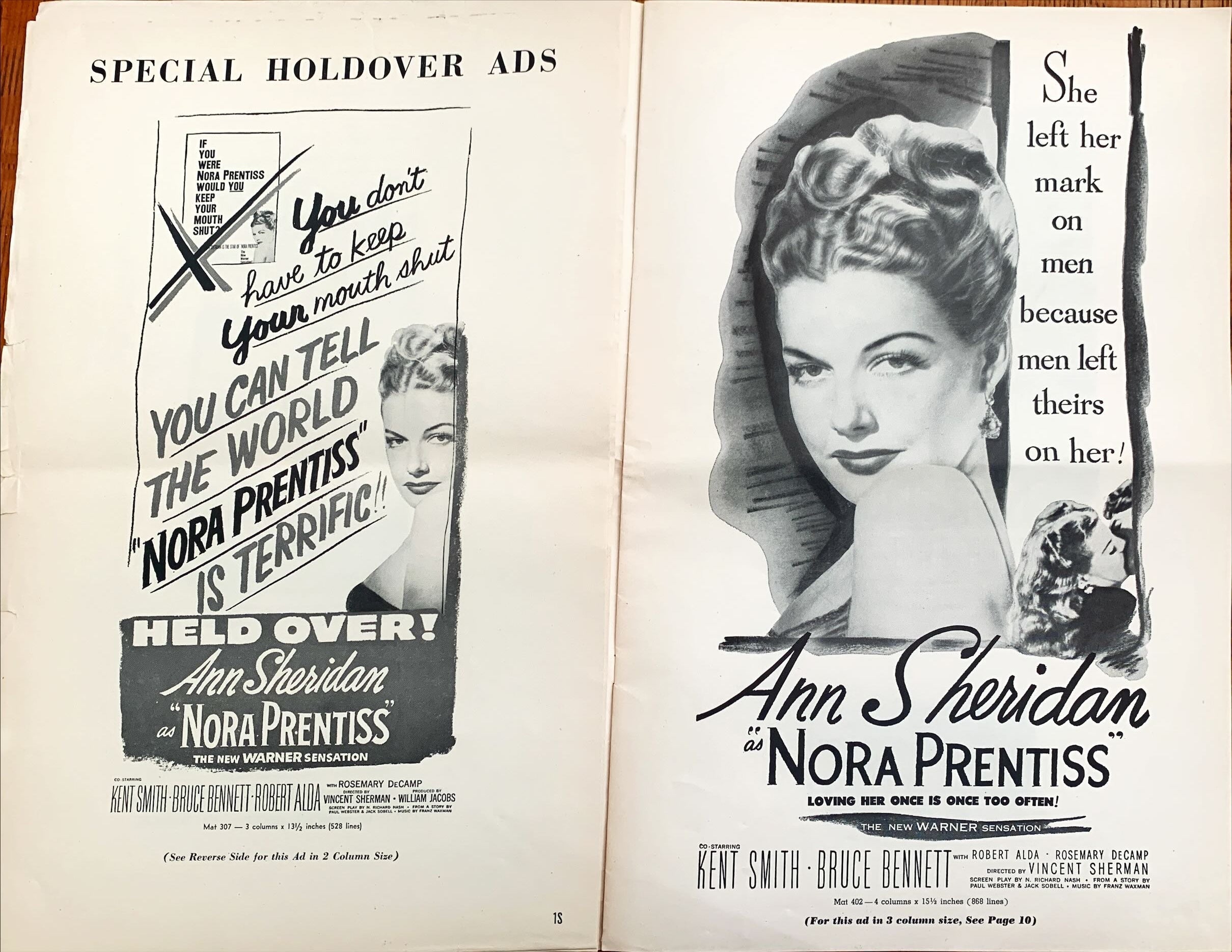 Nora Prentiss (1947) Pressbook - Ann Sheridan