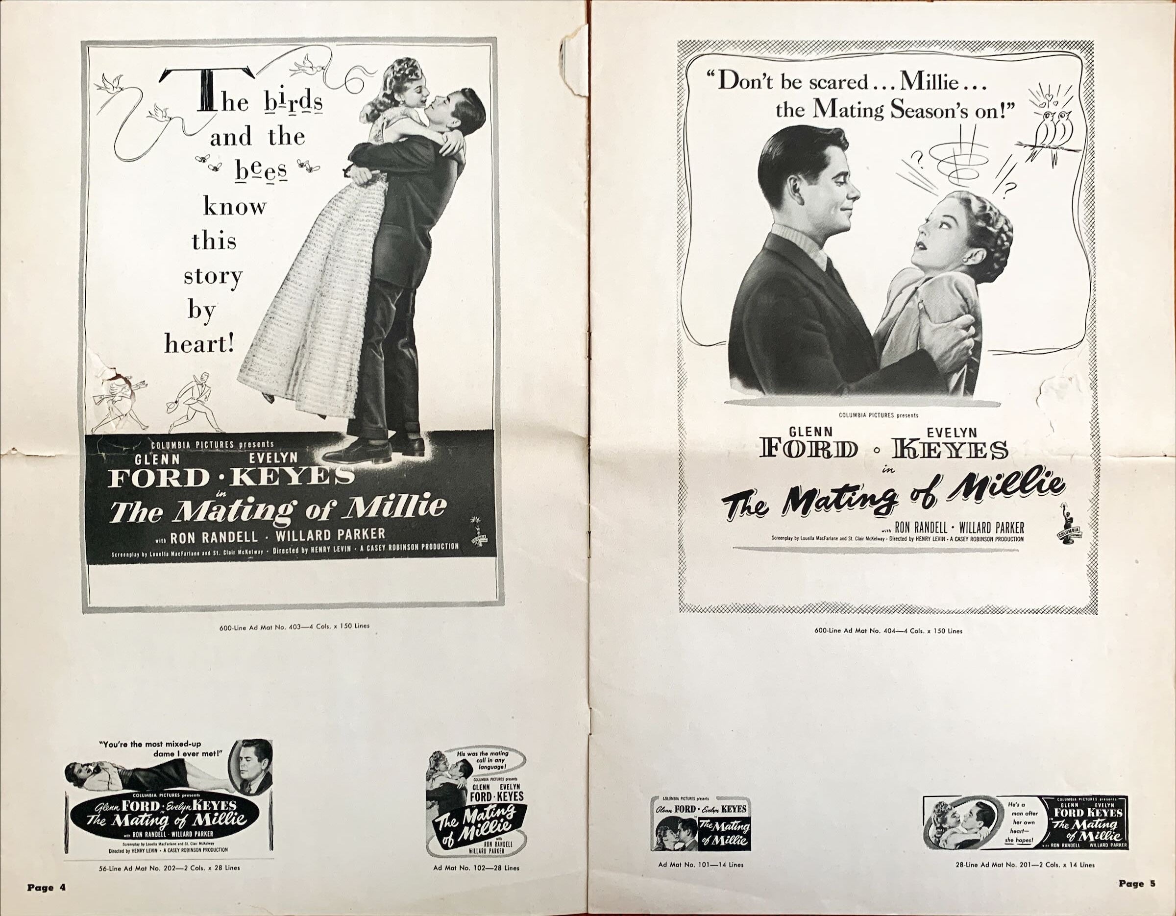 The Mating of Millie, pressbook '47 Glenn Ford