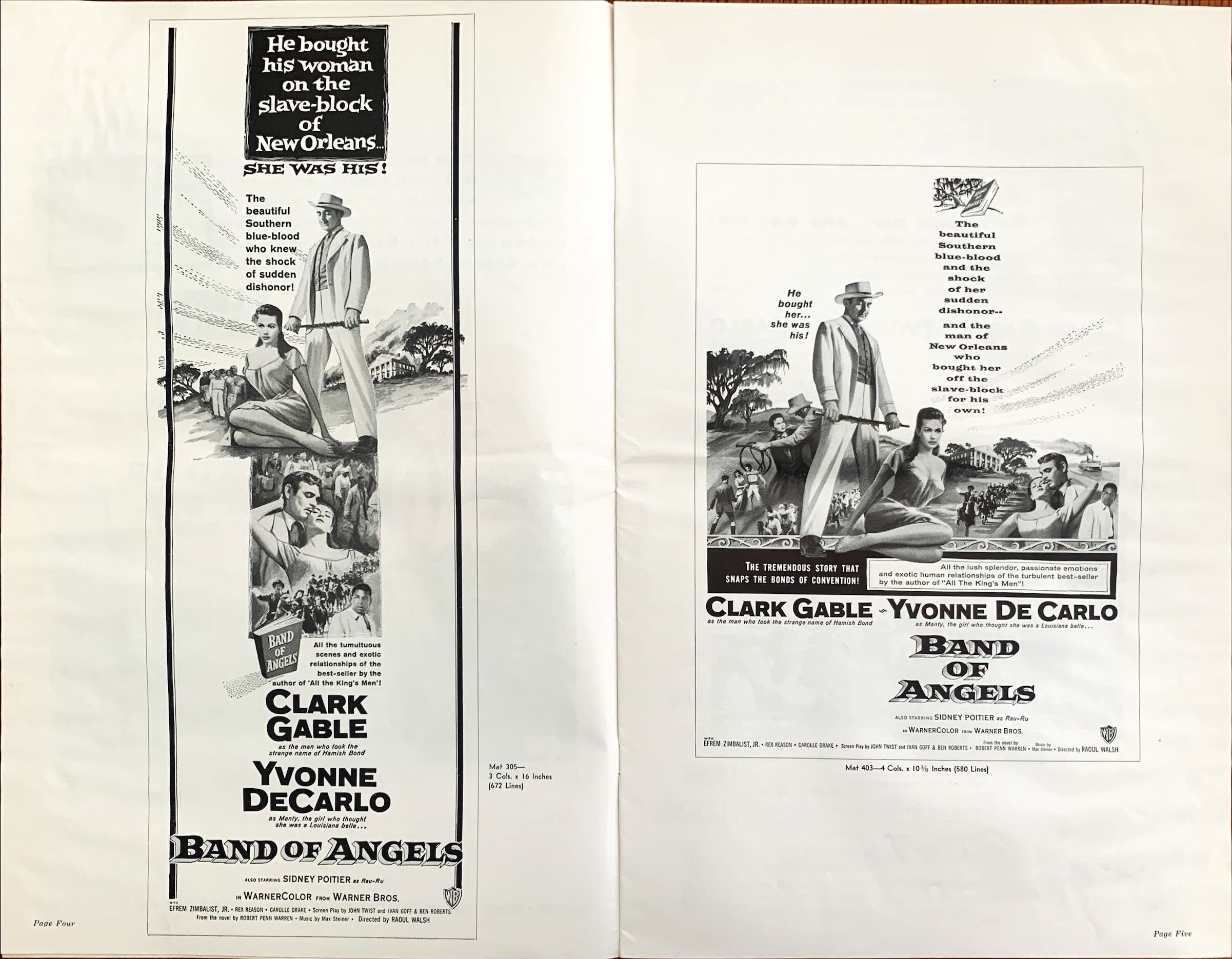 Band of Angels,  pressbook '57 Clark Gable
