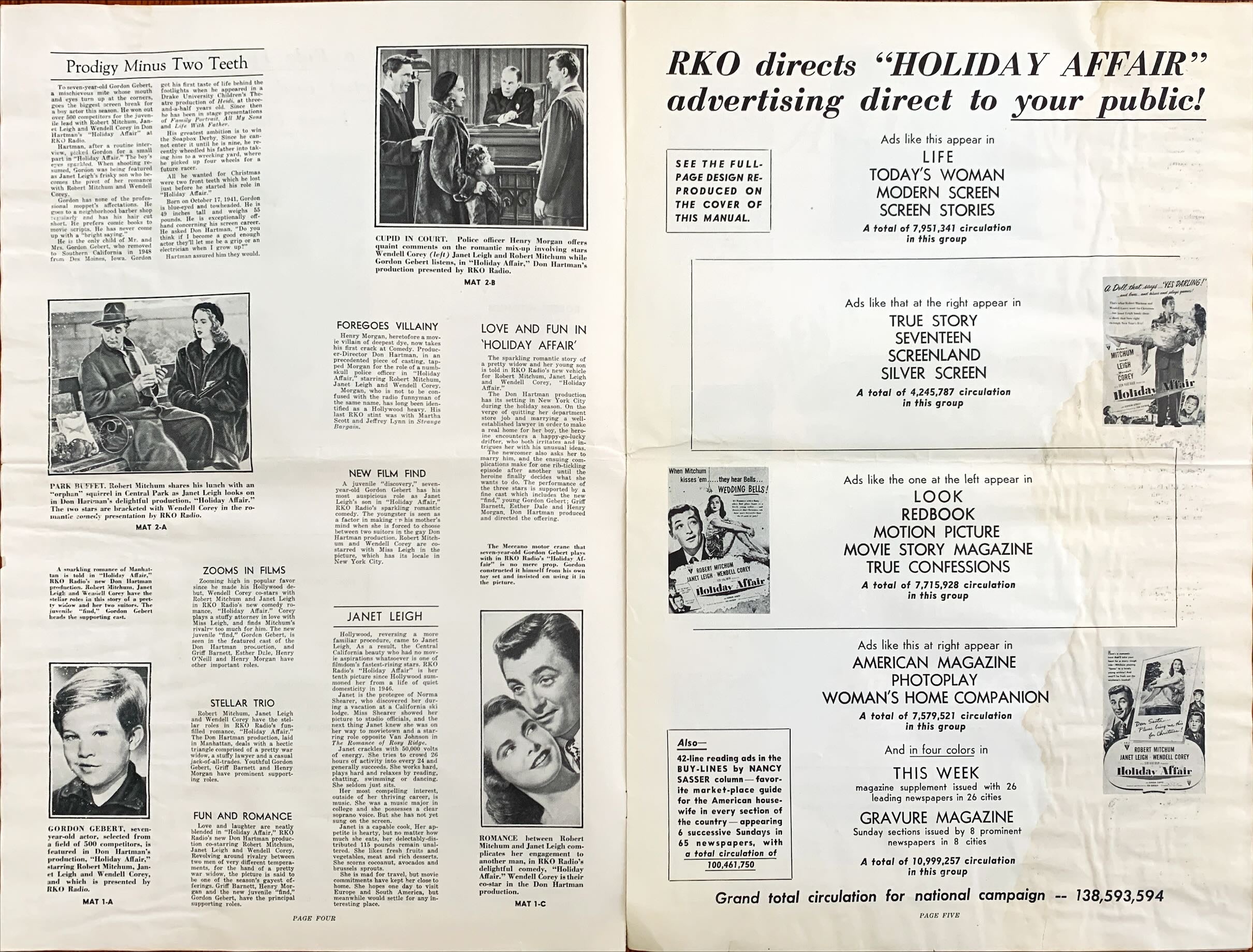 Holiday Affair (1949) Pressbook