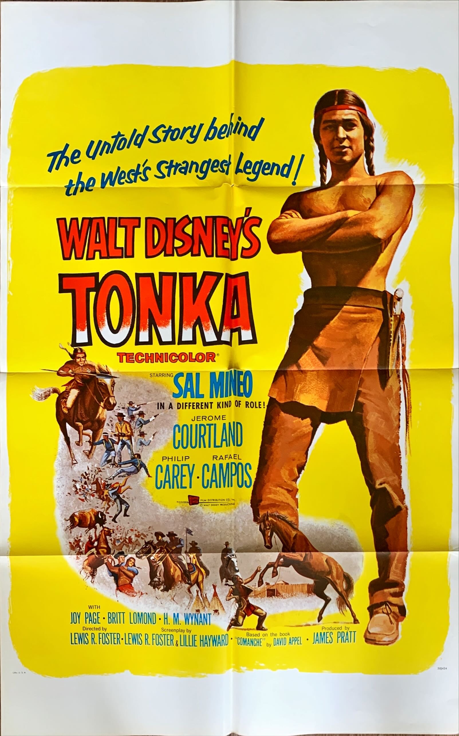 #663 TONKA 1sh 1957 Sal Mineo, Walt Disney