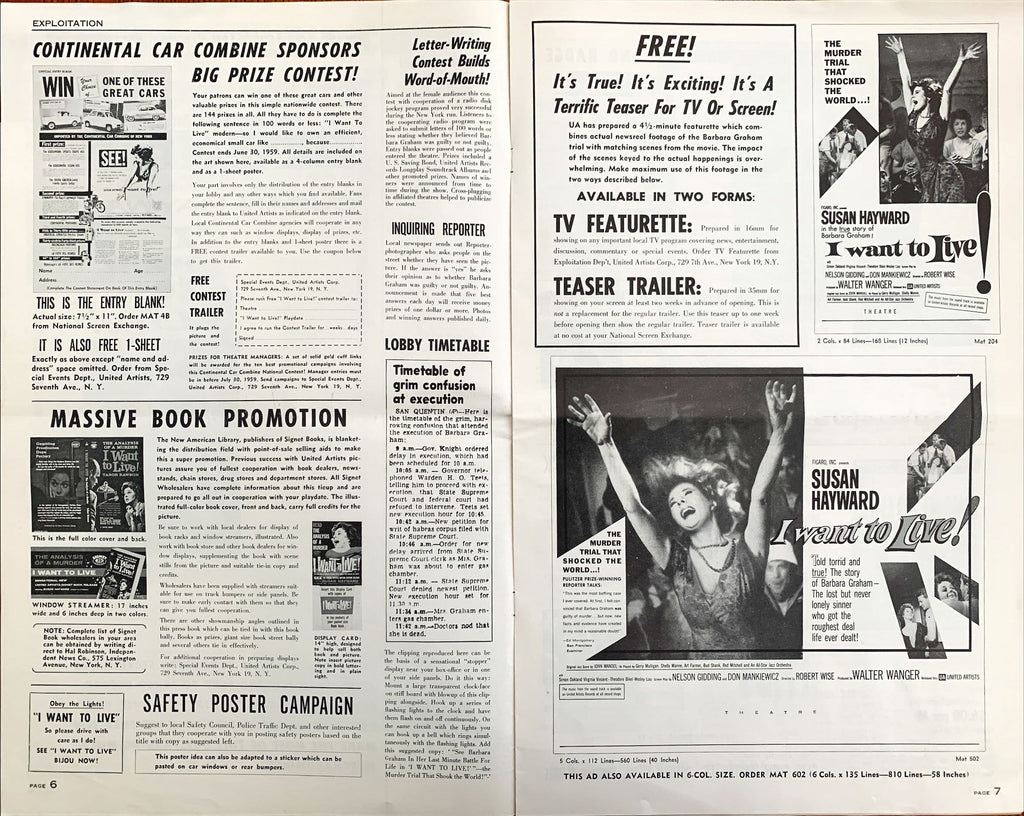 #598 I WANT TO LIVE pressbook '58 Susan Hayward