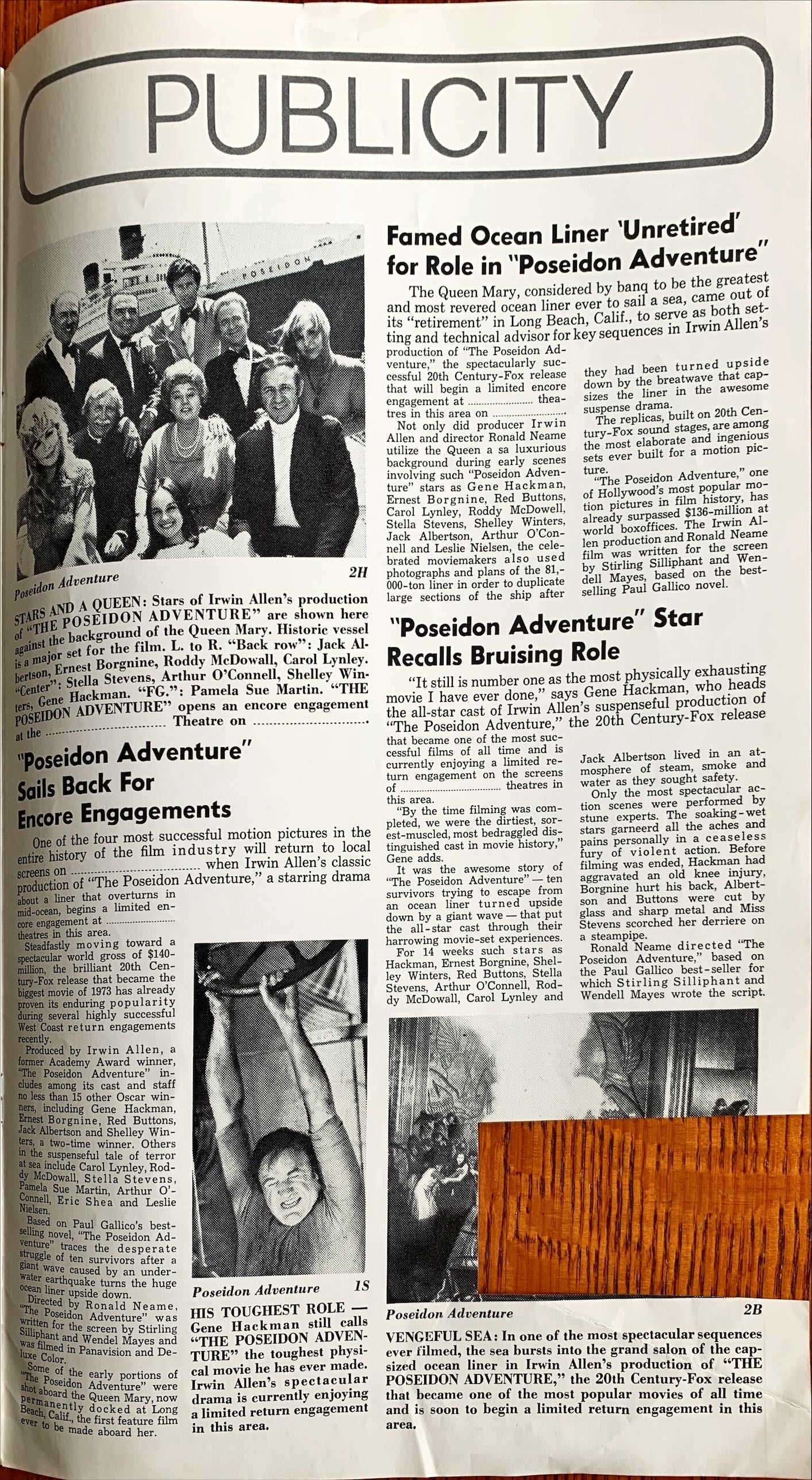 #617 POSEIDON ADVENTURE pressbook '72 Gene Hackman