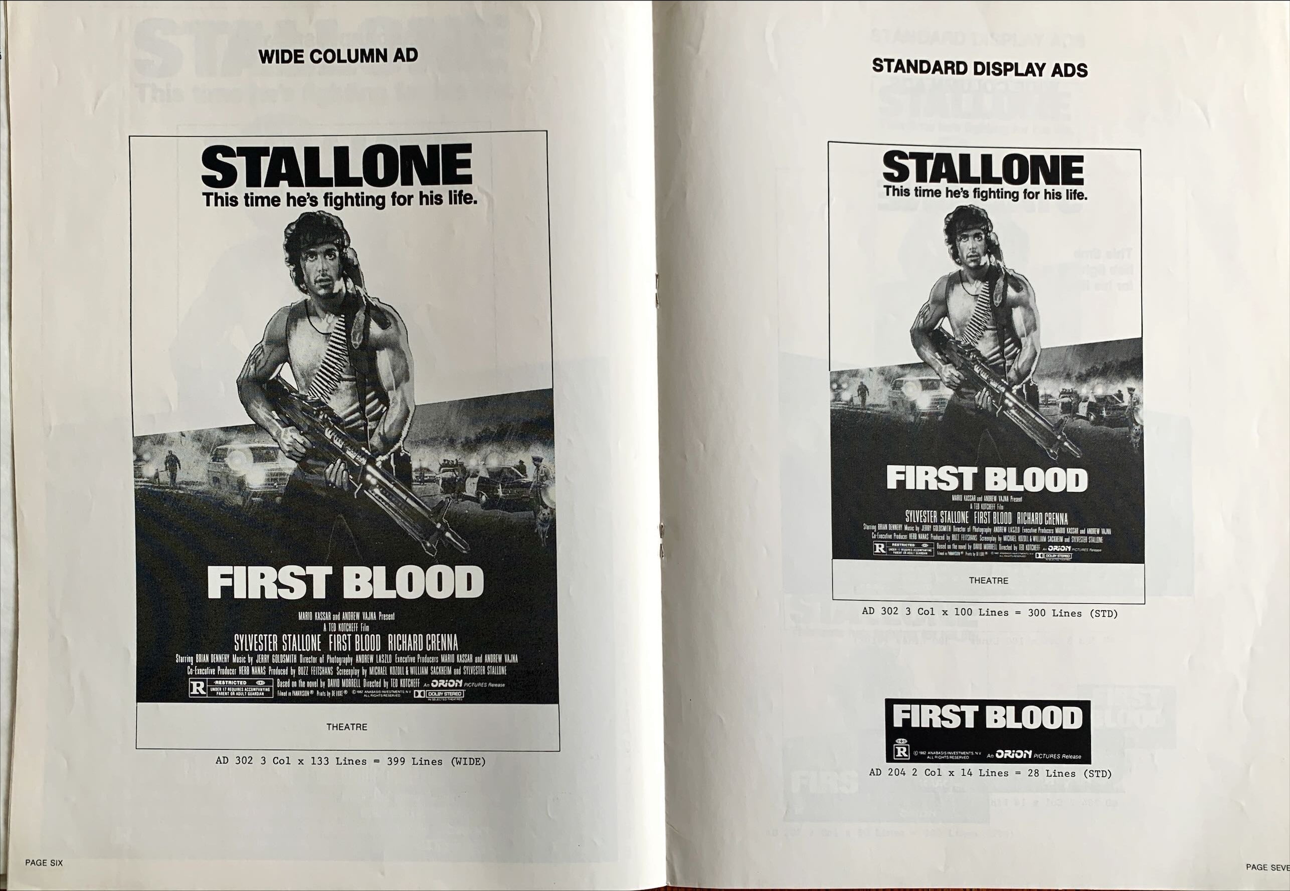 First Blood,  Pressbook 1982 Sylvester Stallone