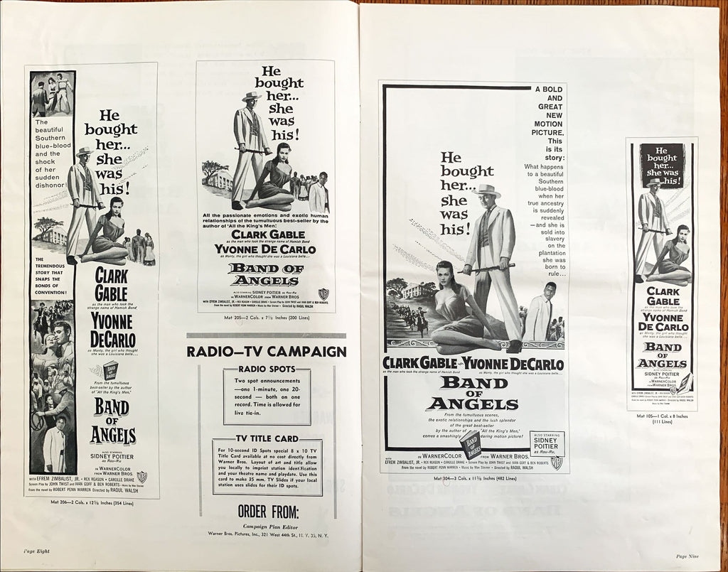 Band of Angels,  pressbook '57 Clark Gable