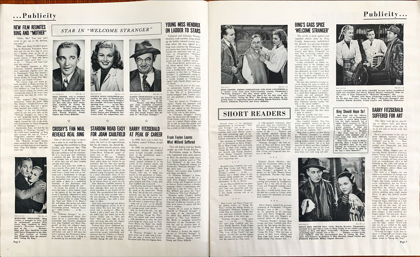 #603 WELCOME STRANGER pressbook '47 Bing Crosby