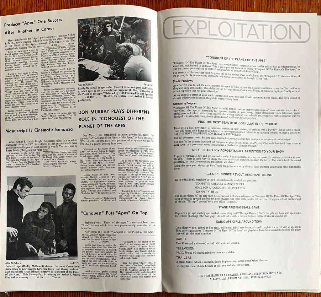 #615 CONQUEST OF THE PLANET OF THE APES pressbook 1972 Roddy McDowall