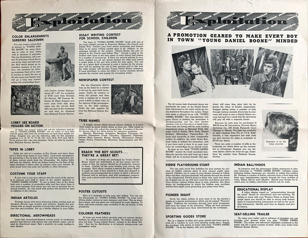 #622 YOUNG DANIEL BOONE Pressbook