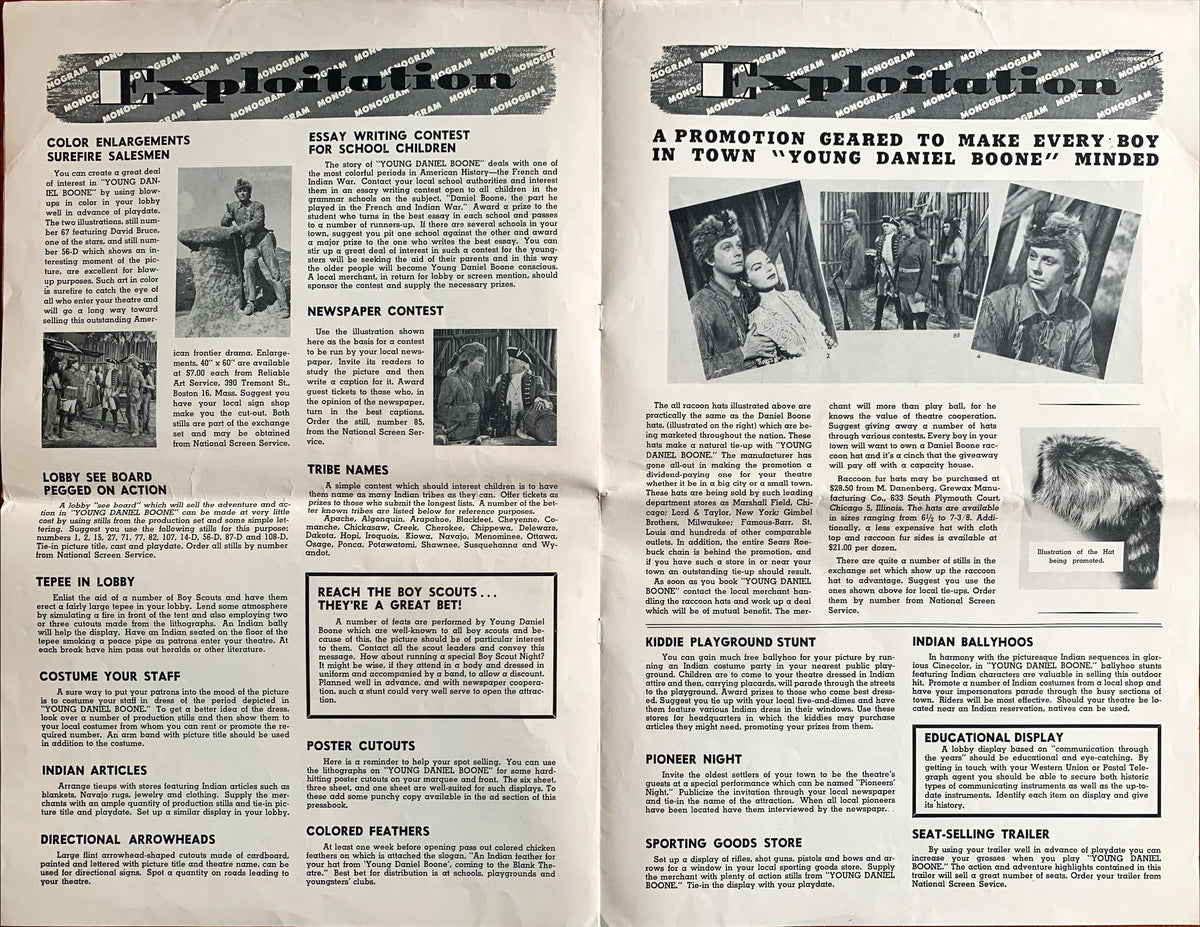 #622 YOUNG DANIEL BOONE Pressbook