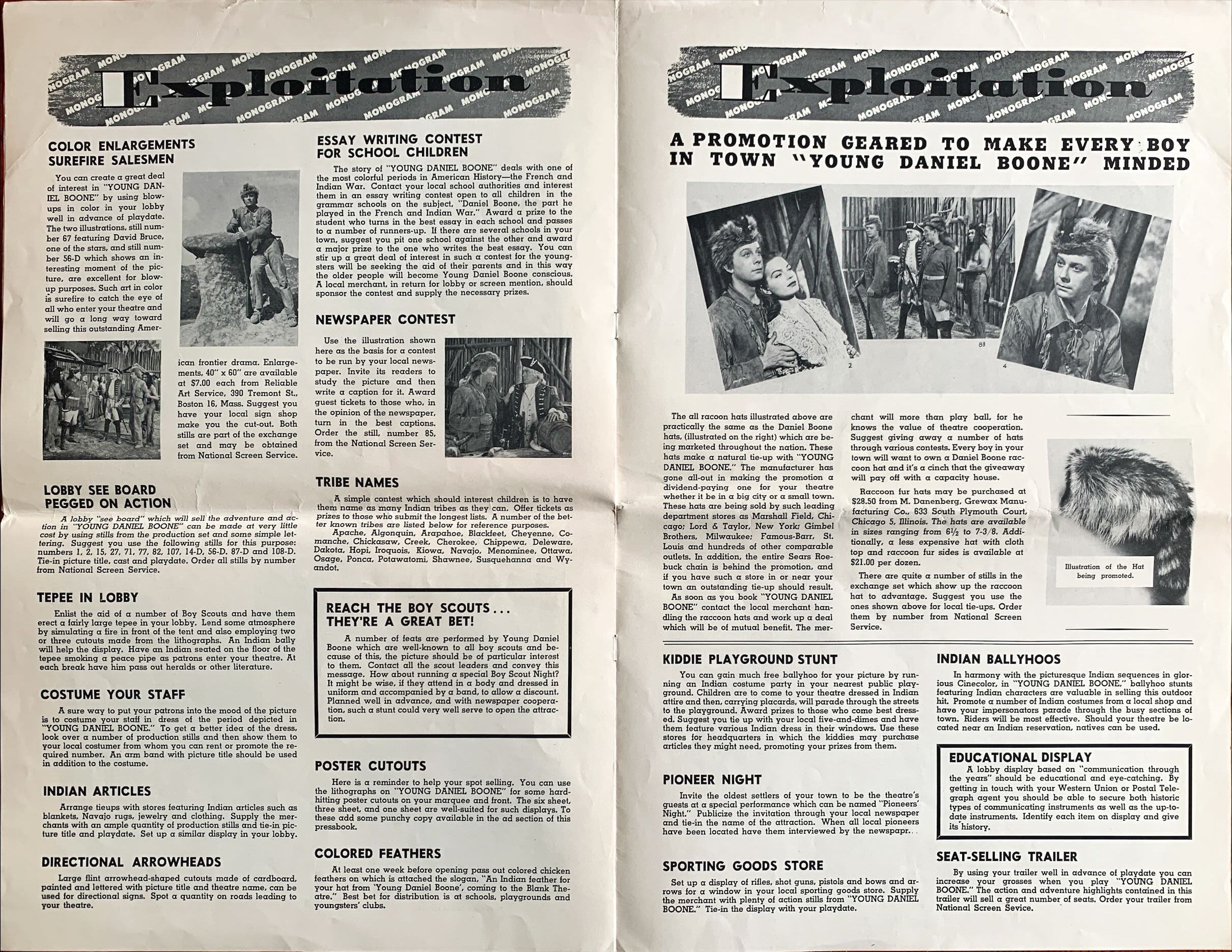 #622 YOUNG DANIEL BOONE Pressbook