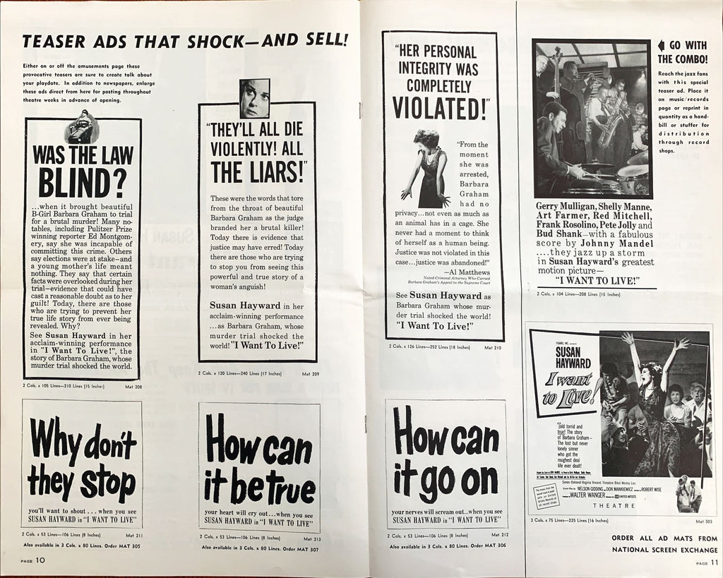 #598 I WANT TO LIVE pressbook '58 Susan Hayward