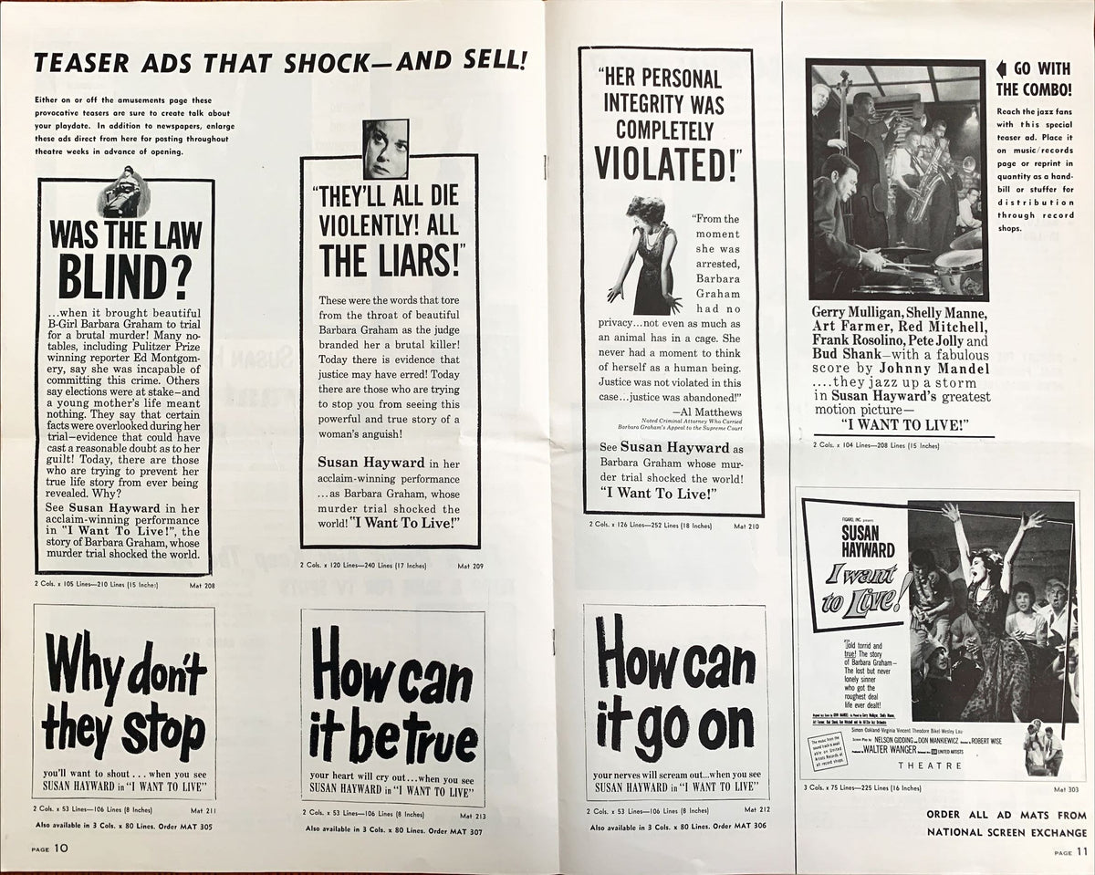 #598 I WANT TO LIVE pressbook '58 Susan Hayward