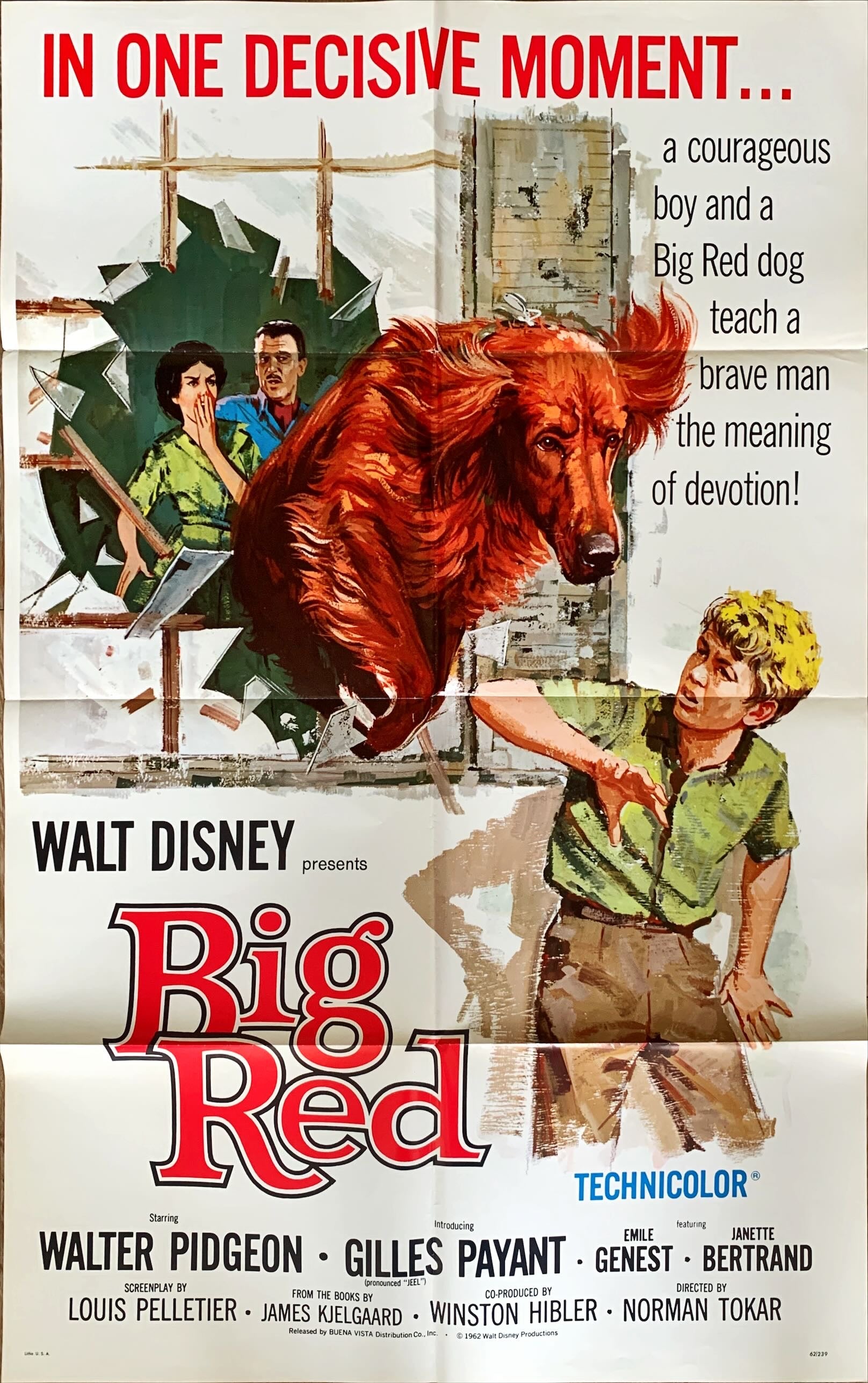 #678 BIG RED 1 sheet 1962 Disney