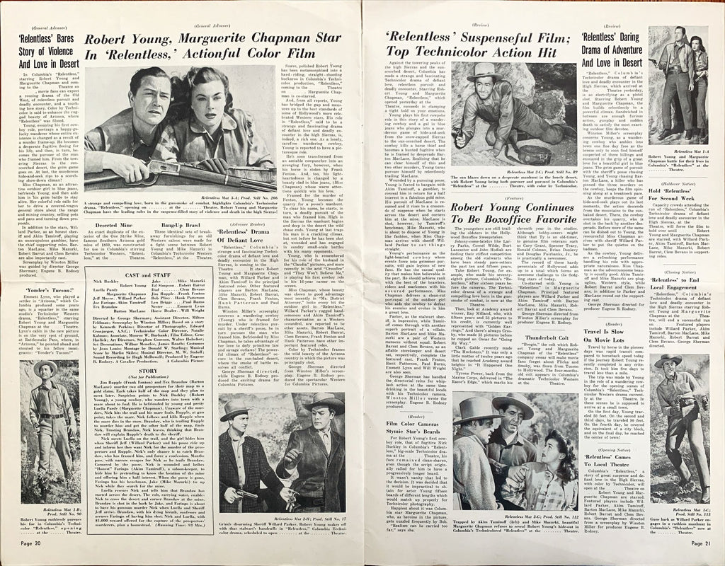 Relentless, Original Vintage pressbook 1948 Robert Young