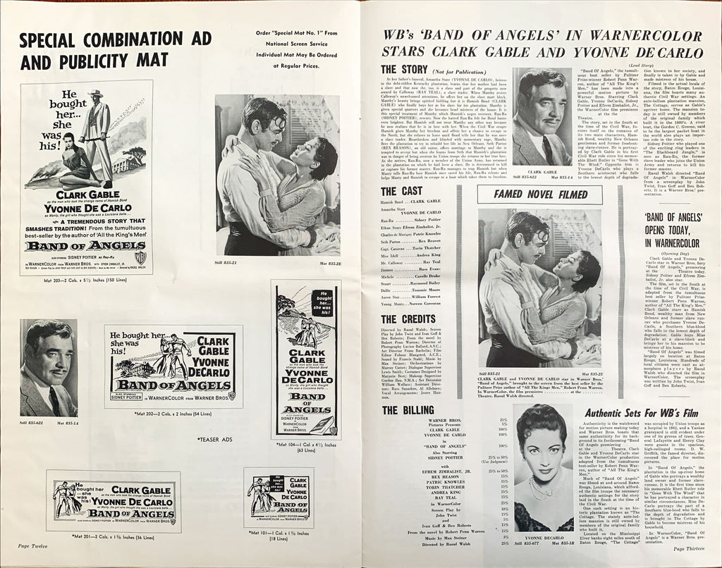 Band of Angels,  pressbook '57 Clark Gable