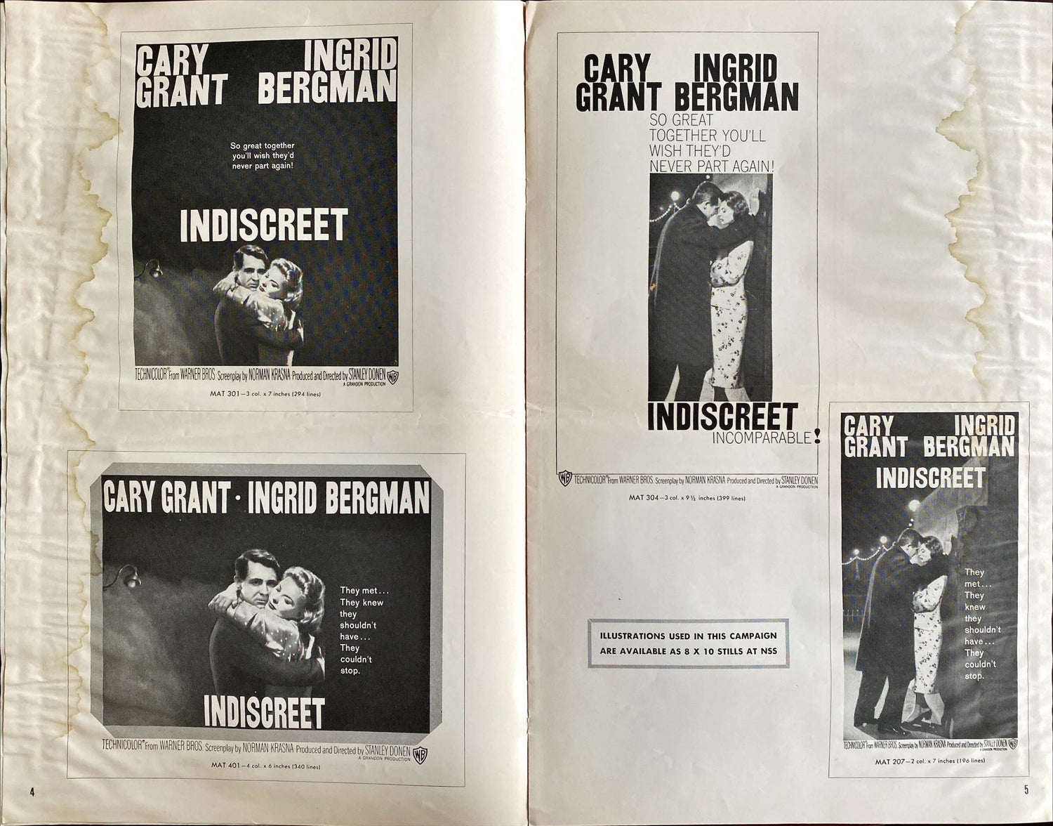 (255)  INDISCREET pressbook 1958 - Hitchcock (No Cuts) - PosterCollectors.xyz