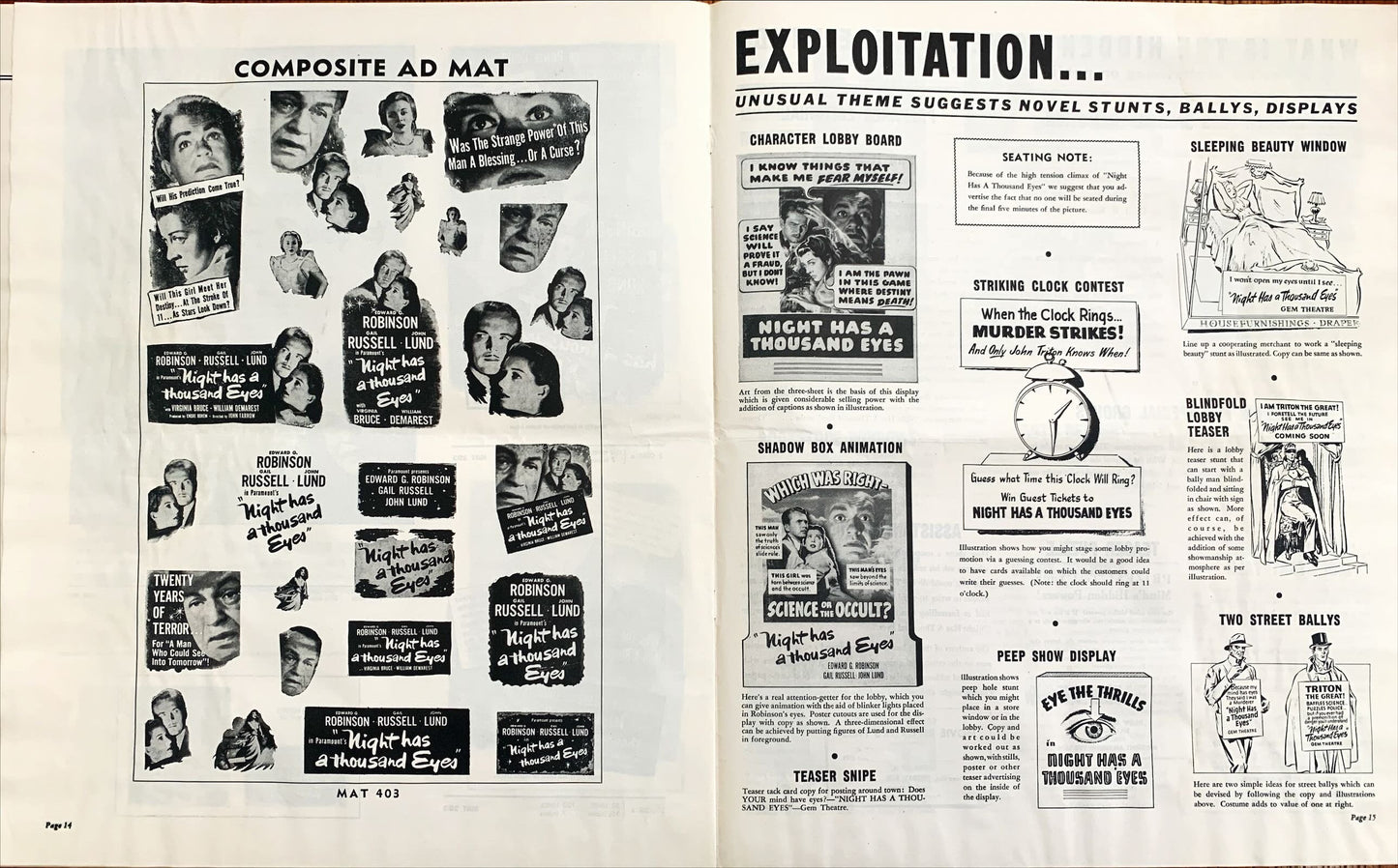 Night Has a Thousand Eyes (1948) Pressbook