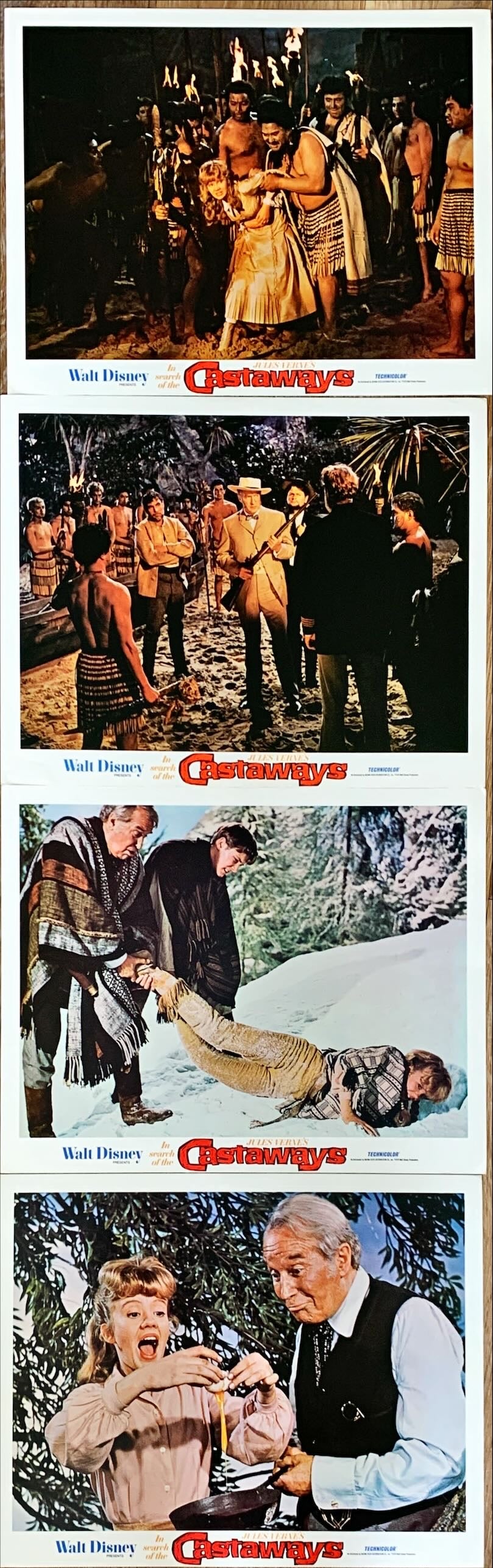 Jules Verne's In Search of the Castaways,  4 Lobby Cards R1970