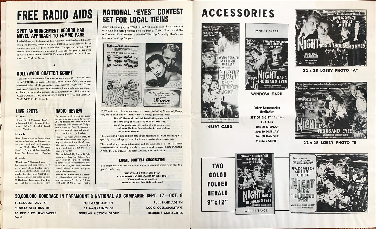Night Has a Thousand Eyes (1948) Pressbook