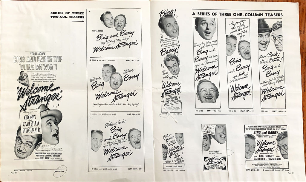 #603 WELCOME STRANGER pressbook '47 Bing Crosby