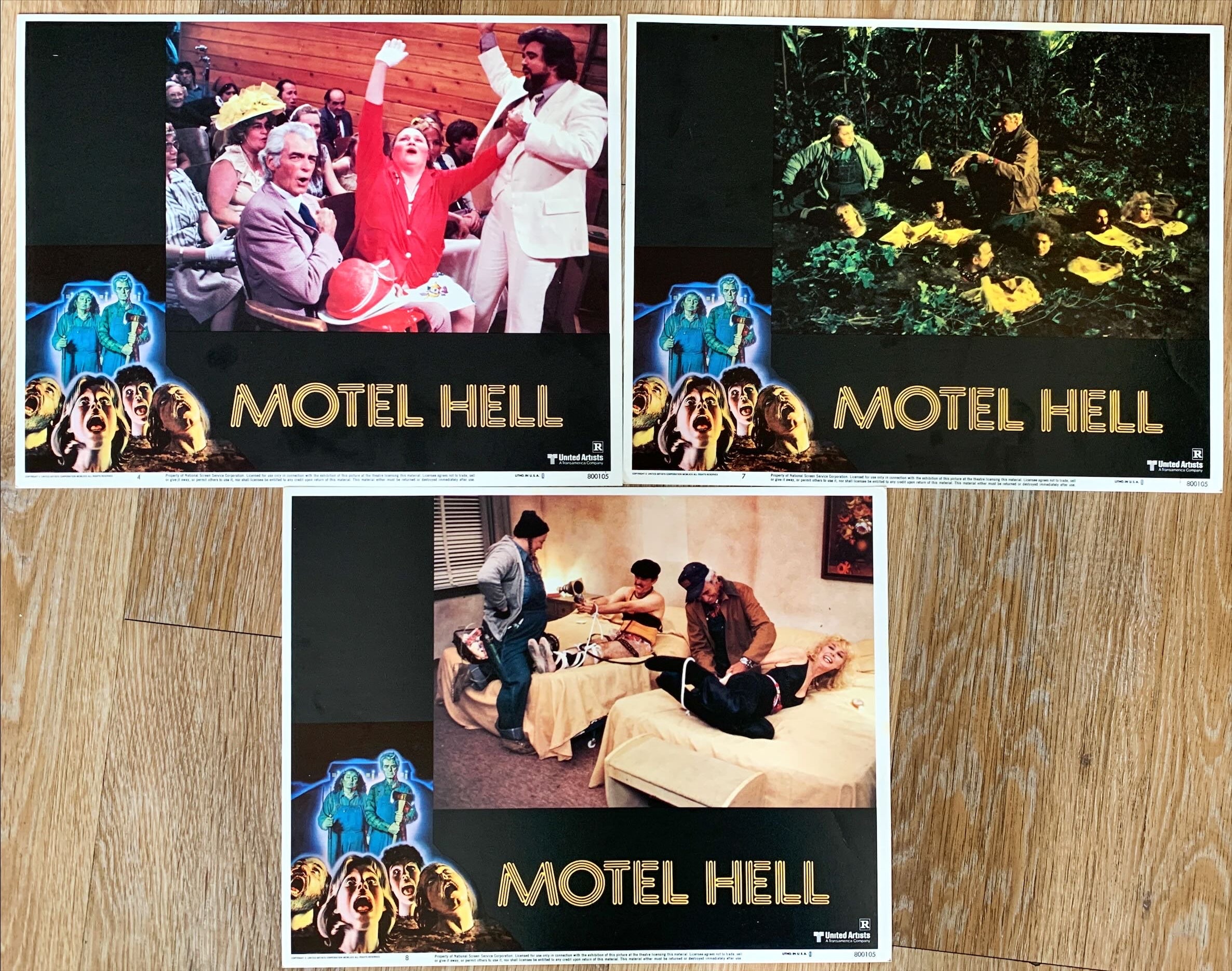 #695 MOTEL HELL 3 Lobby Cards 1980