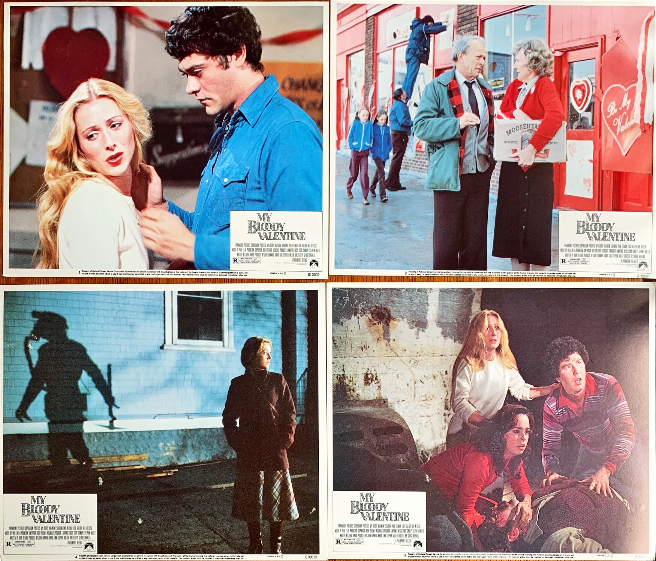 #632 MY BLOODY VALENTINE 4 Lobby Cards 1981