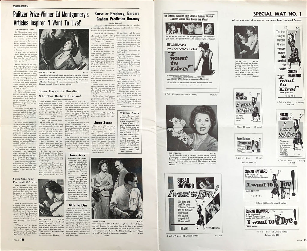 #598 I WANT TO LIVE pressbook '58 Susan Hayward