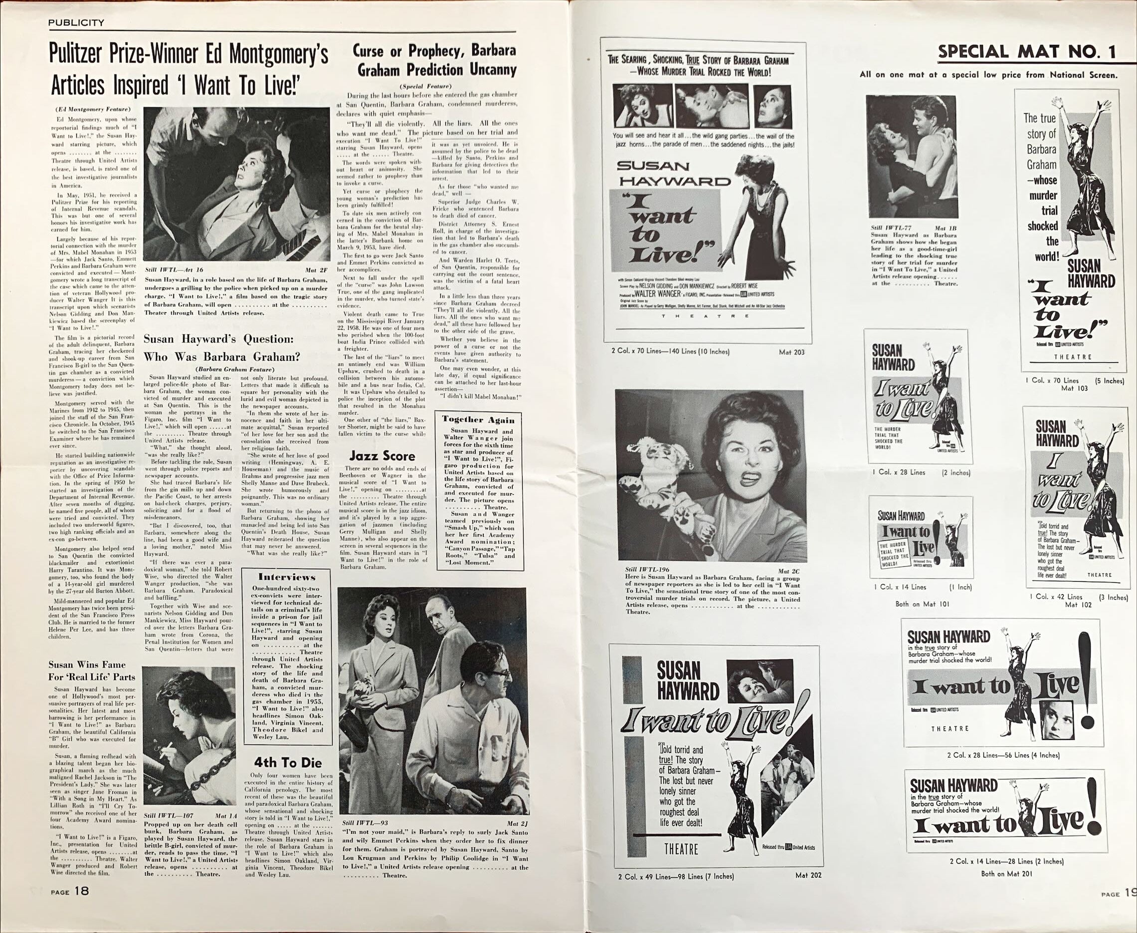 #598 I WANT TO LIVE pressbook '58 Susan Hayward