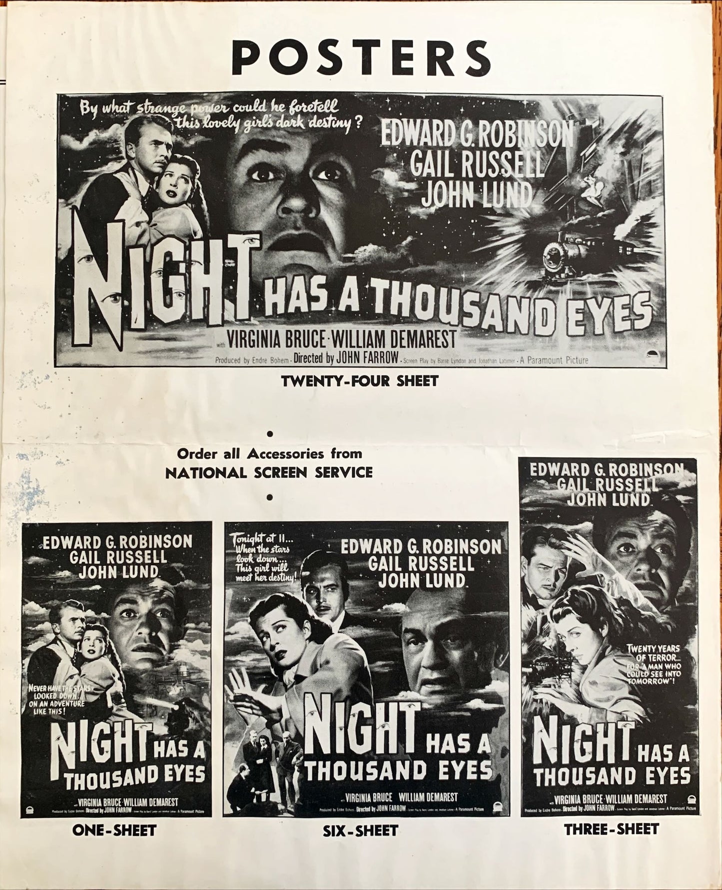 Night Has a Thousand Eyes (1948) Pressbook