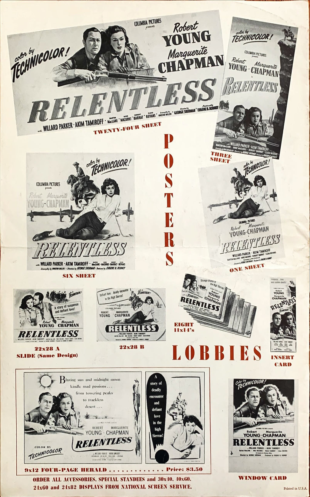 Relentless, Original Vintage pressbook 1948 Robert Young