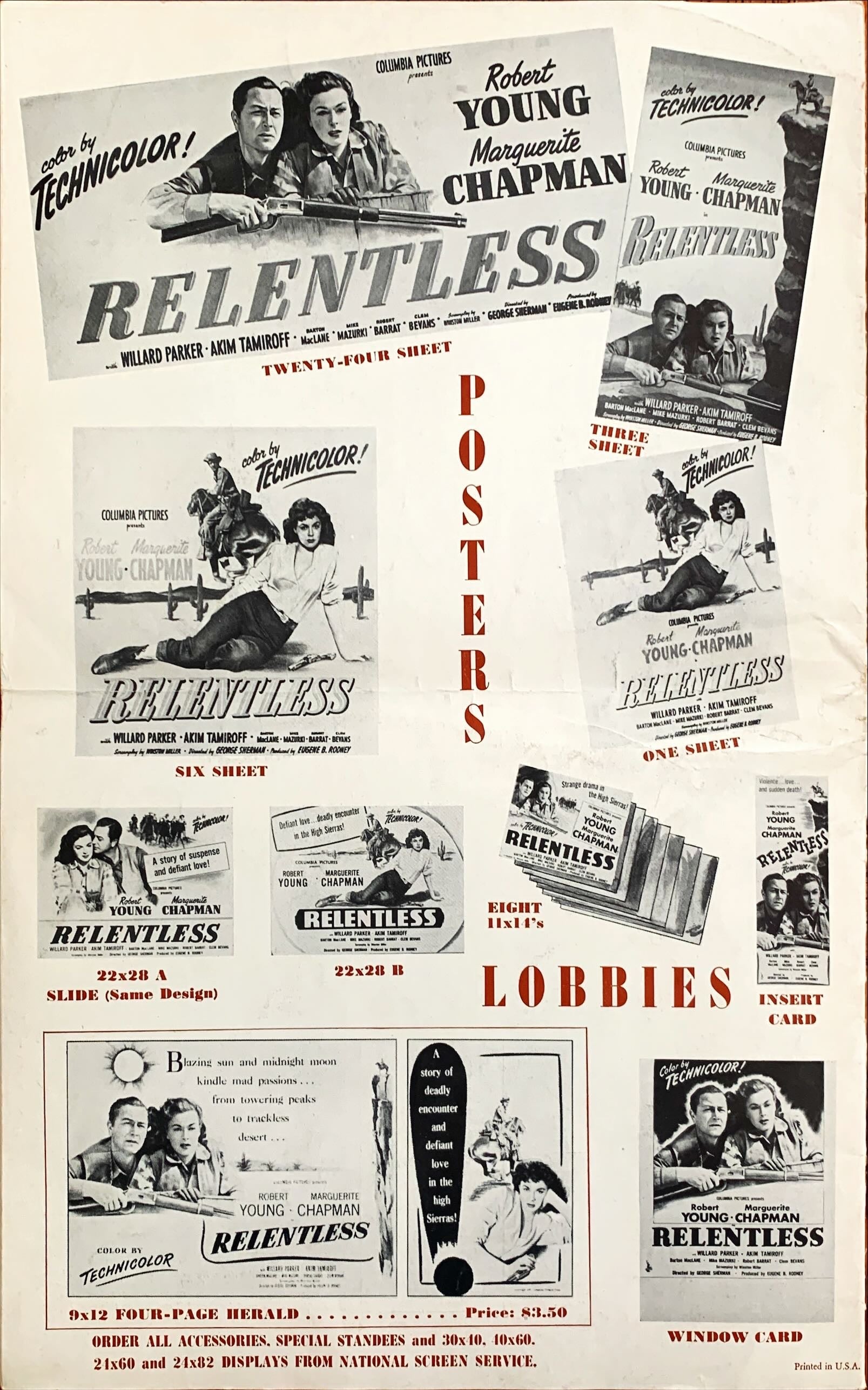Relentless, Original Vintage pressbook 1948 Robert Young