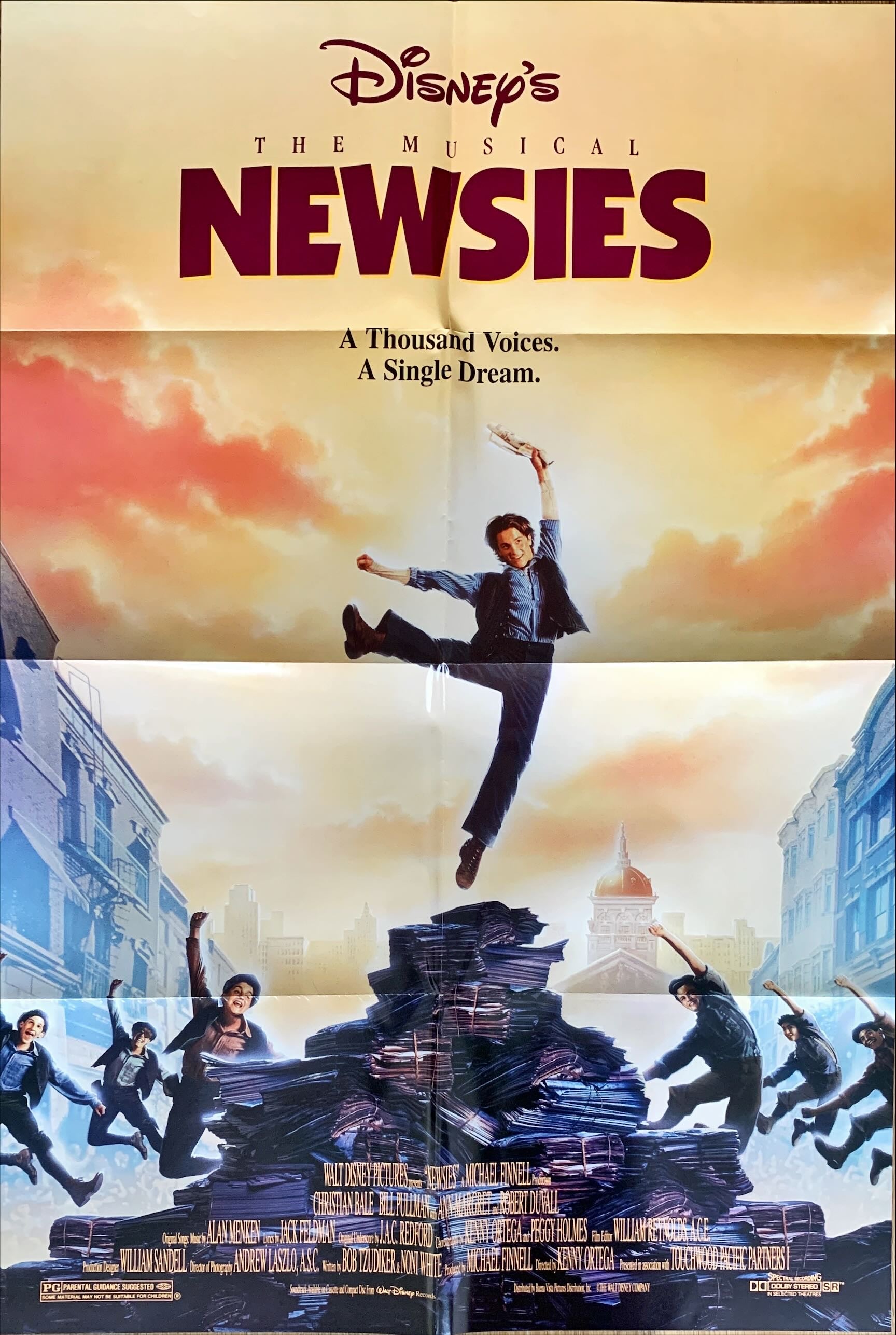 #705 NEWSIES DS 1sh 1992 Disney- Christian Bale