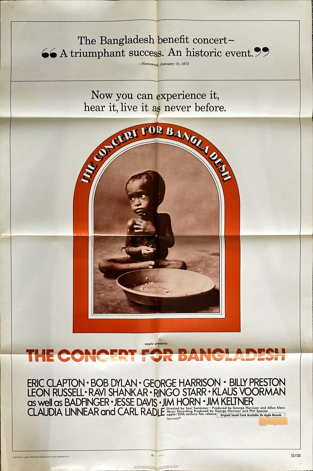#769. CONCERT FOR BANGLADESH advance 1sh 1972 rock & roll benefit show