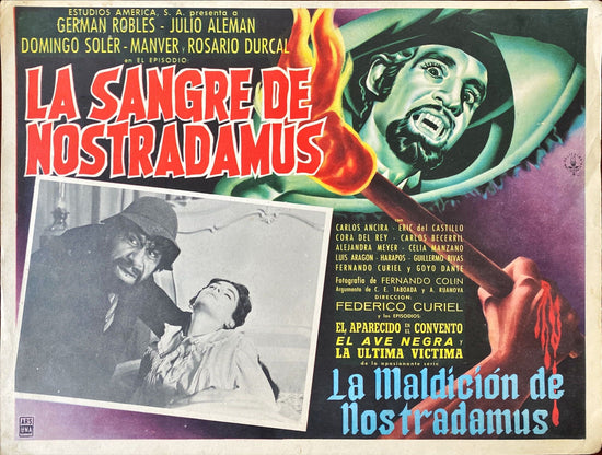 La Maldición de Nostradamus: La Sangre de Nostradamus & Nostradamus el Genio de las Tinieblas - Mexican Lobby Card x2